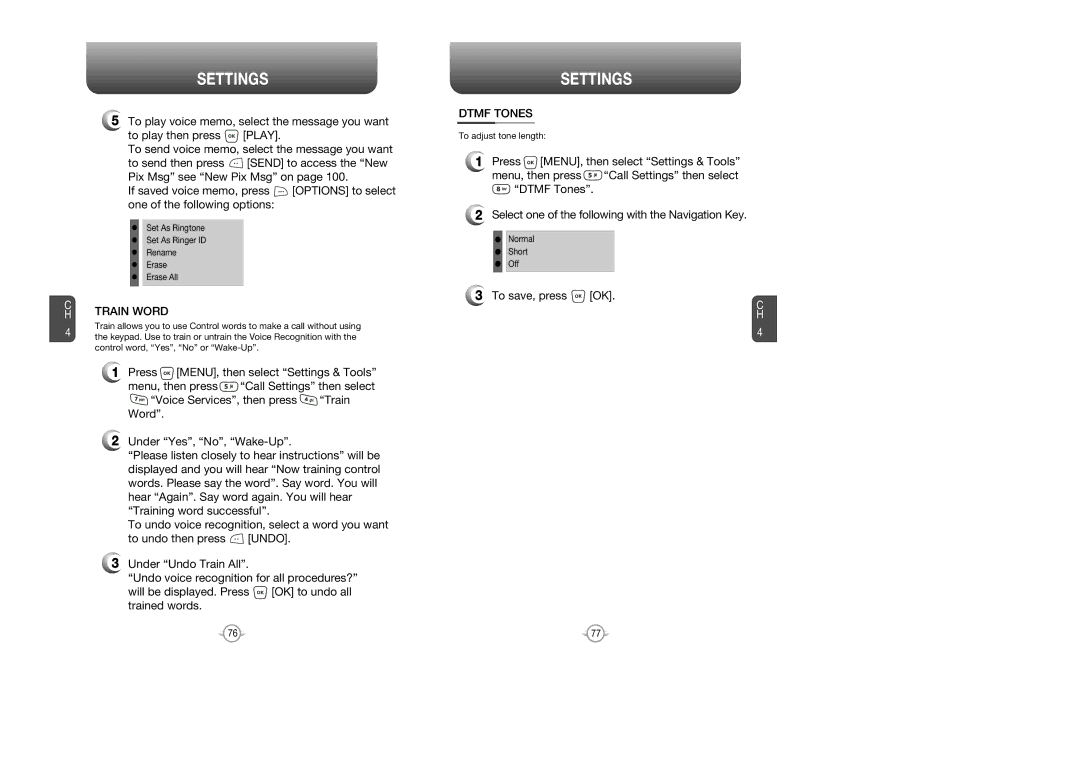 UTStarcom CDM 1080 manual Train Word, Dtmf Tones 