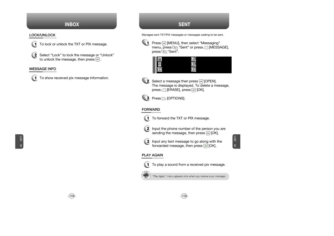 UTStarcom CDM 1080 manual Sent, Lock/Unlock, Message Info, To show received pix message information 