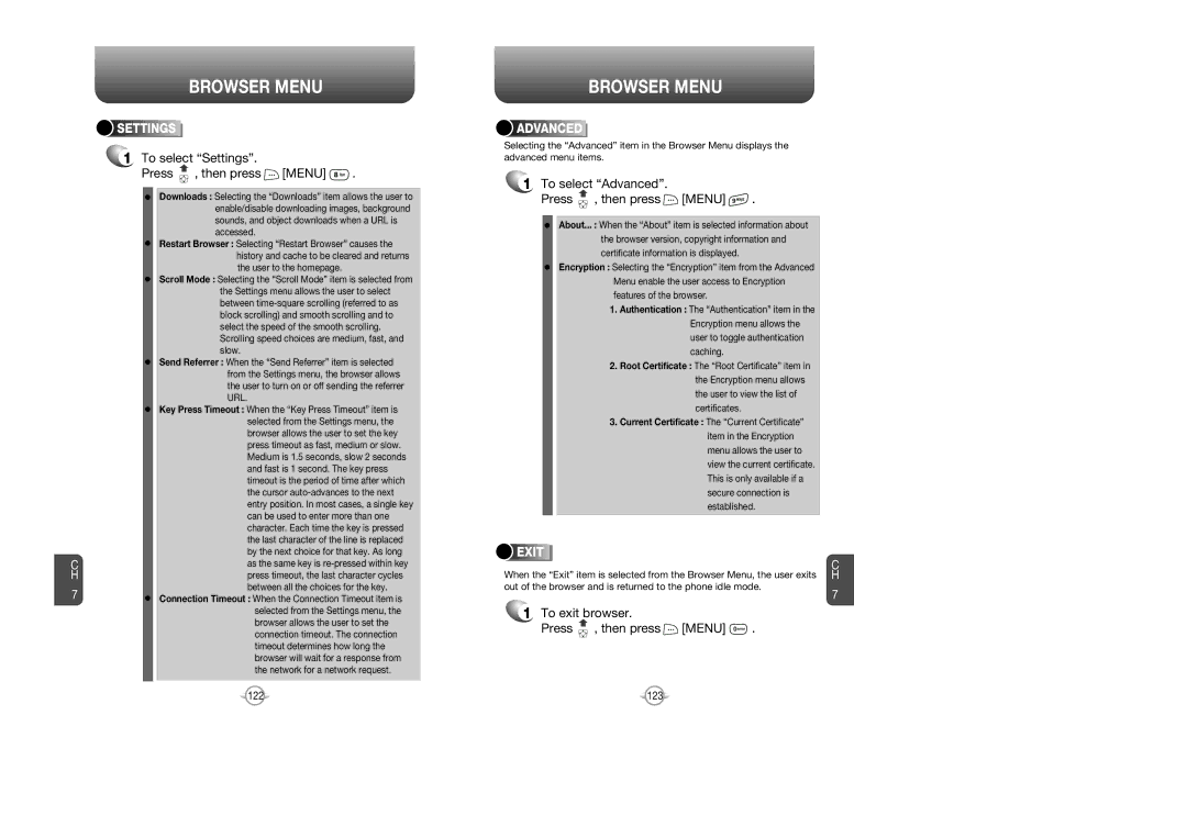 UTStarcom CDM 1080 manual To select Settings Press , then press Menu, To select Advanced Press , then press Menu 