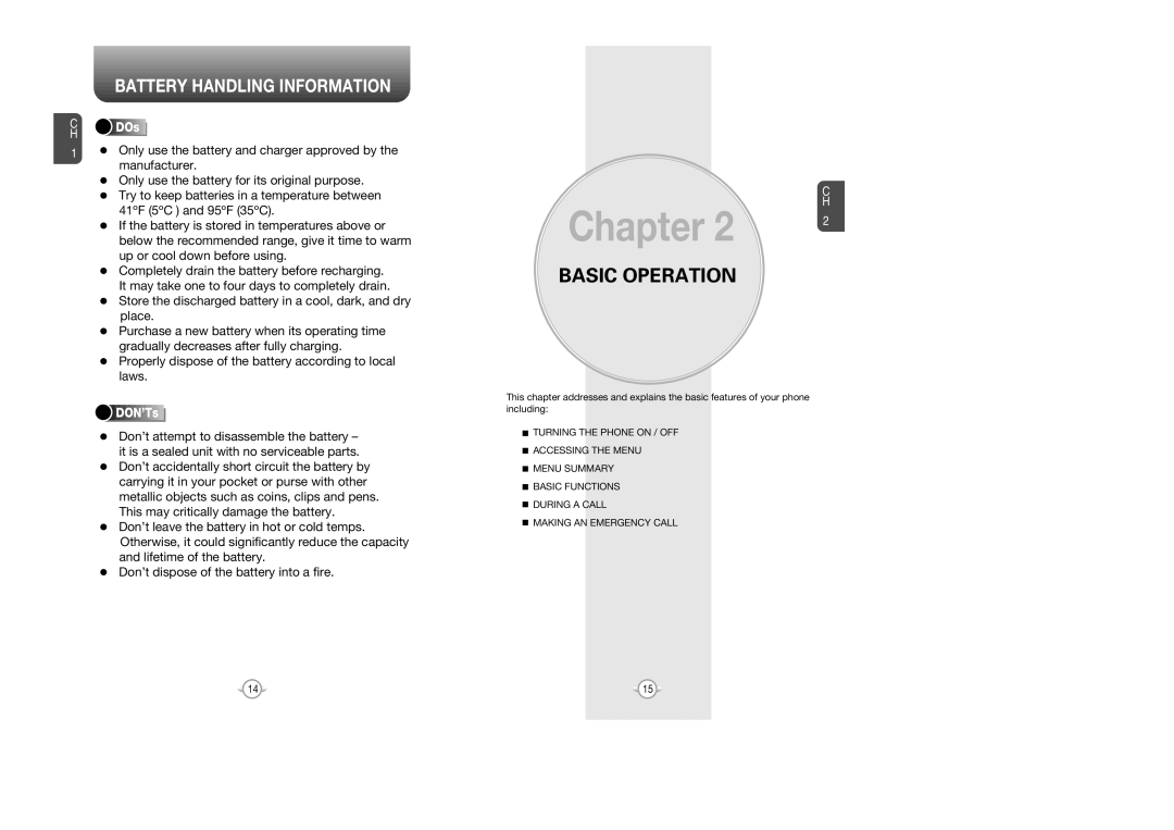 UTStarcom CDM 1080 manual Battery Handling Information, DOs, DON’Ts 