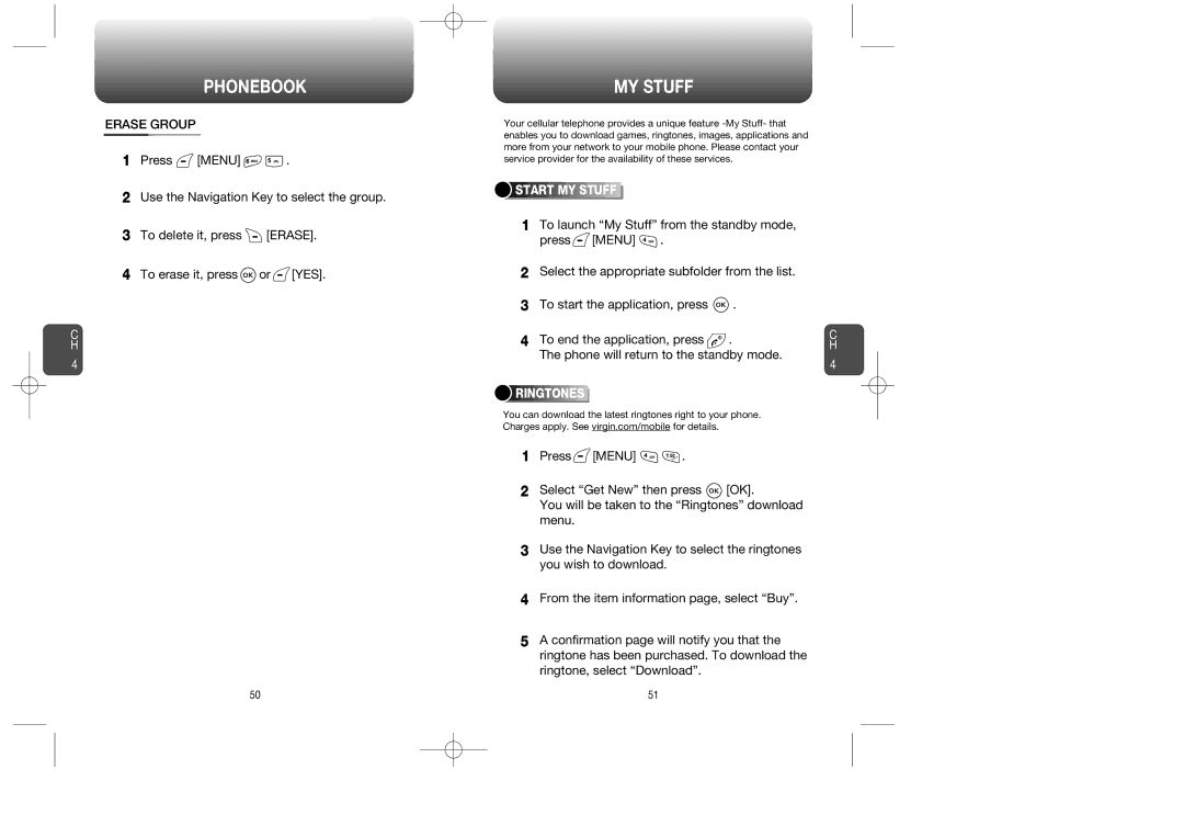 UTStarcom CDM-8615 manual Erase Group, Start MY Stuff, Ringtones 