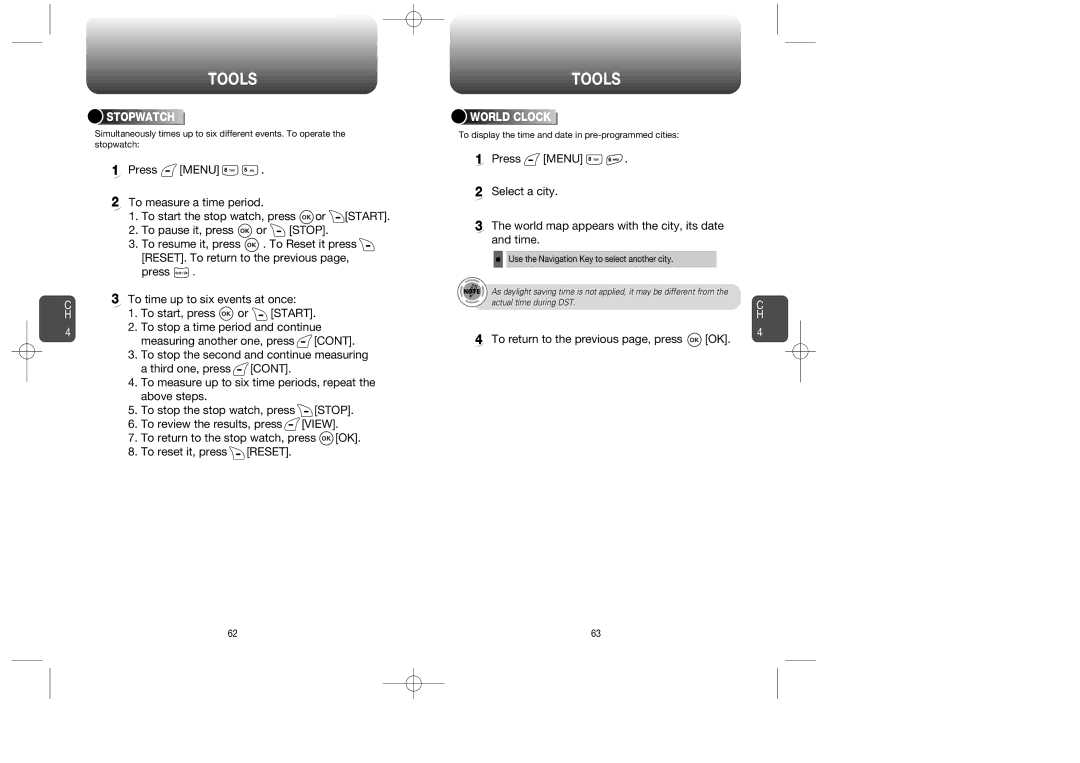 UTStarcom CDM-8615 manual Stopwatch, World Clock 