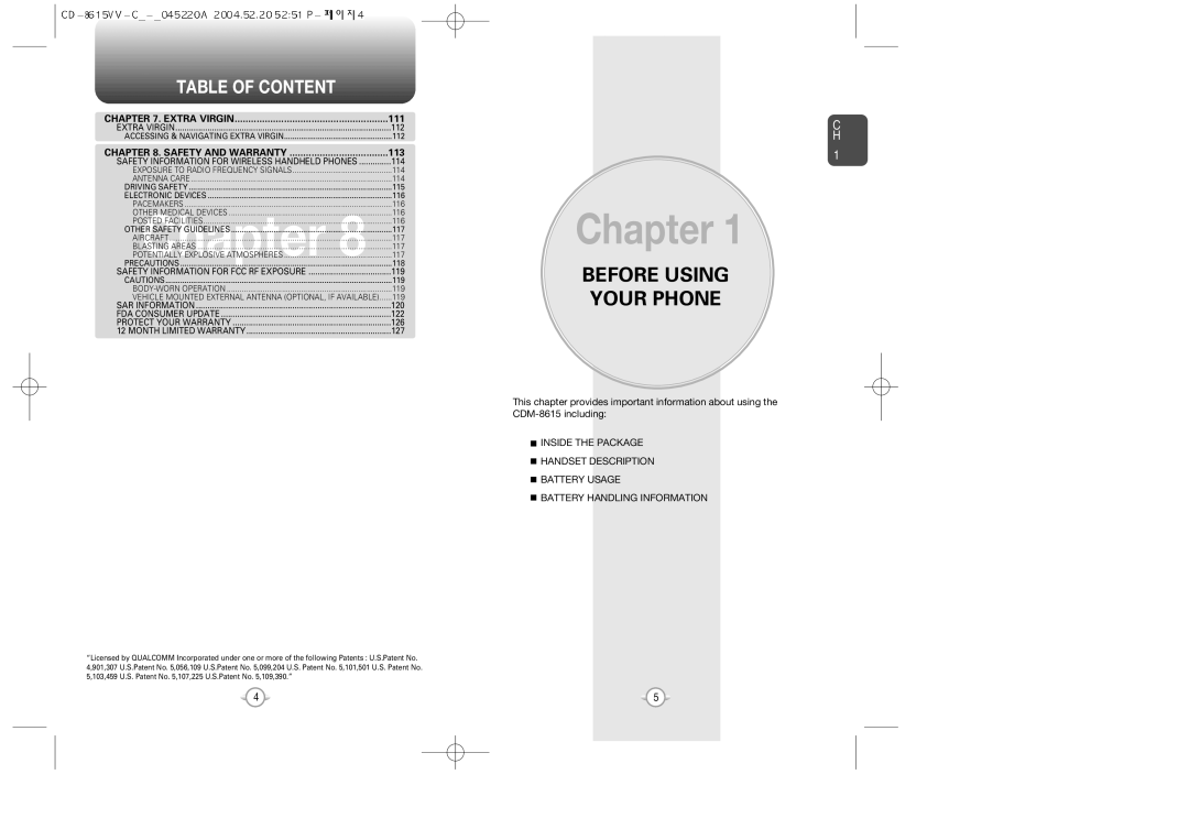 UTStarcom CDM-8615 manual Table of Content, 113 