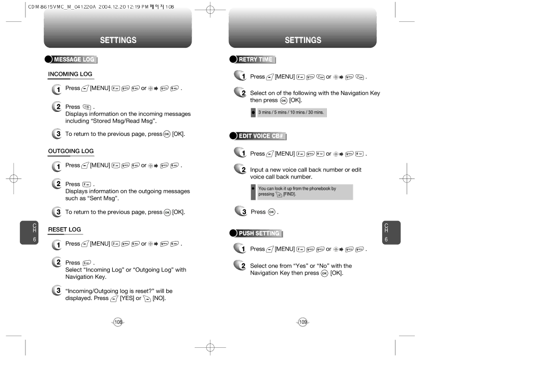 UTStarcom CDM-8615 manual Incoming LOG, Outgoing LOG, Reset LOG 