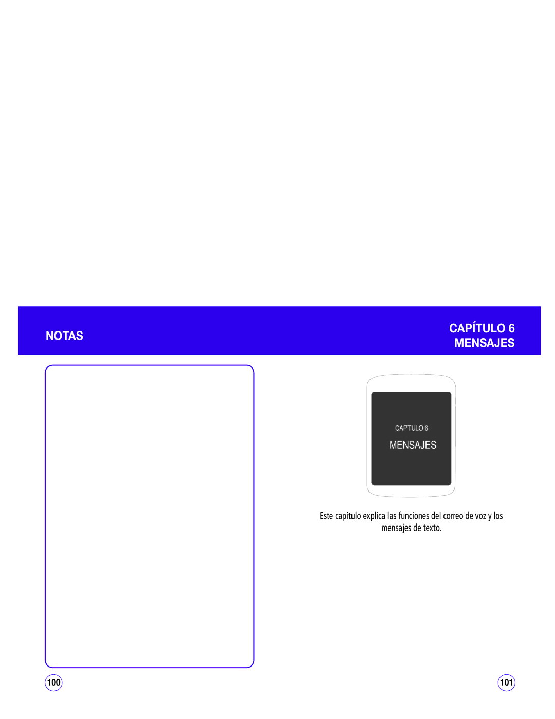 UTStarcom CDM1450 manual Capítulo Notas Mensajes, Este capítulo explica las funciones del correo de voz y los 