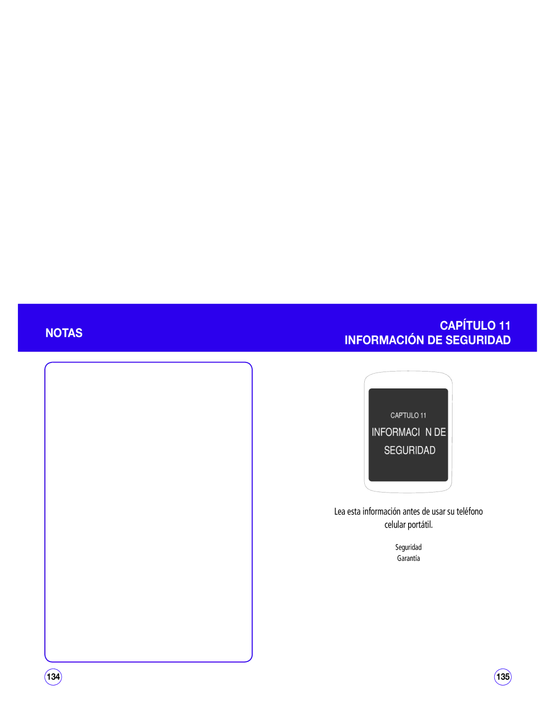 UTStarcom CDM1450 manual Notas Capítulo Información DE Seguridad, Seguridad Garantía 