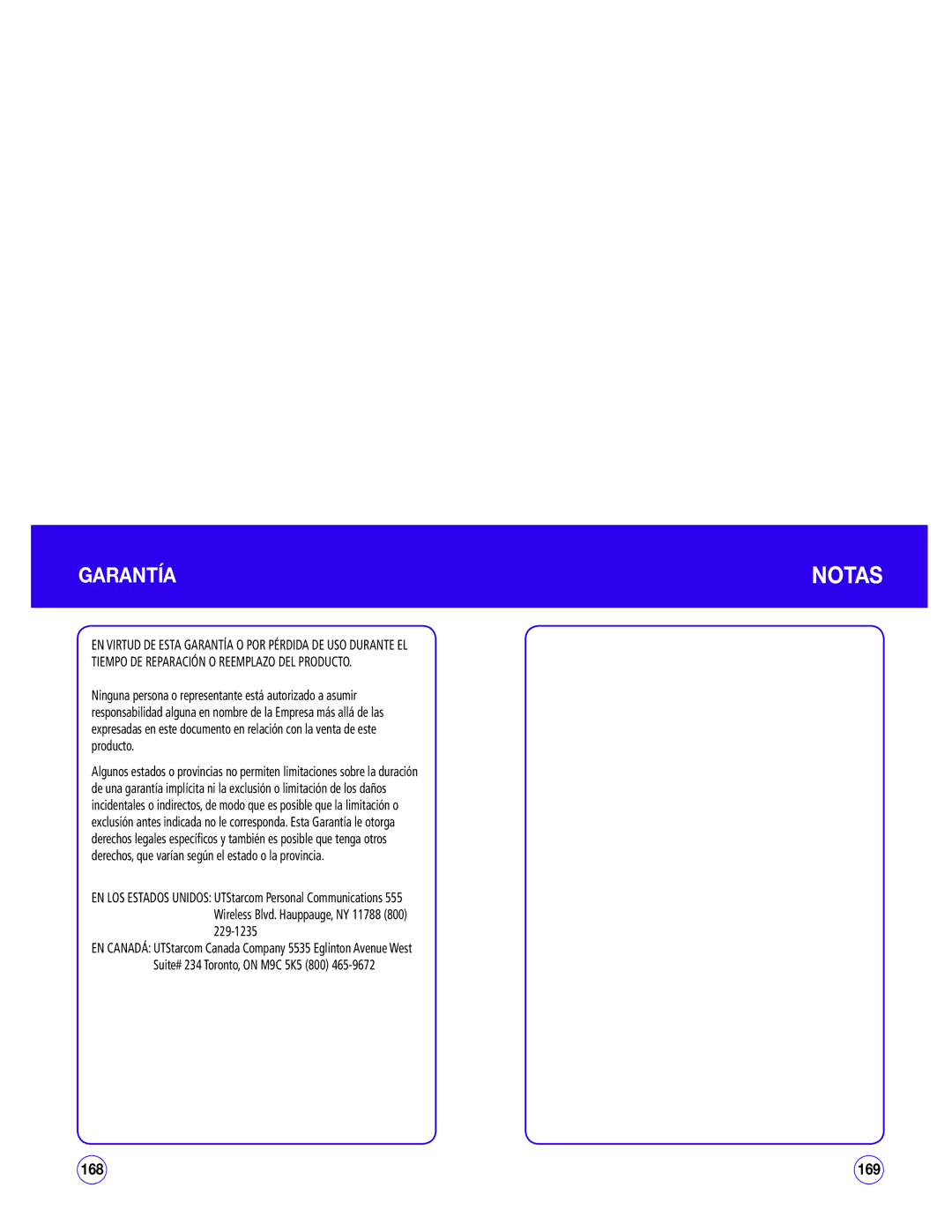 UTStarcom CDM1450 manual Notas, 169 