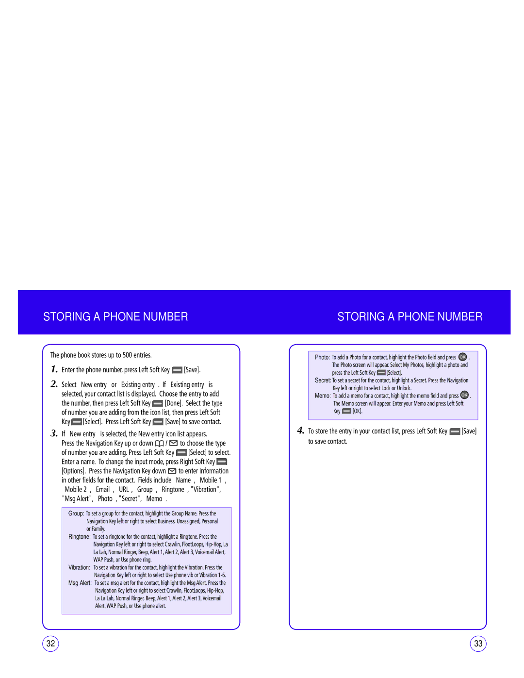 UTStarcom CDM1450 manual Storing a Phone Number, Press the Left Soft Key Select, Key OK 