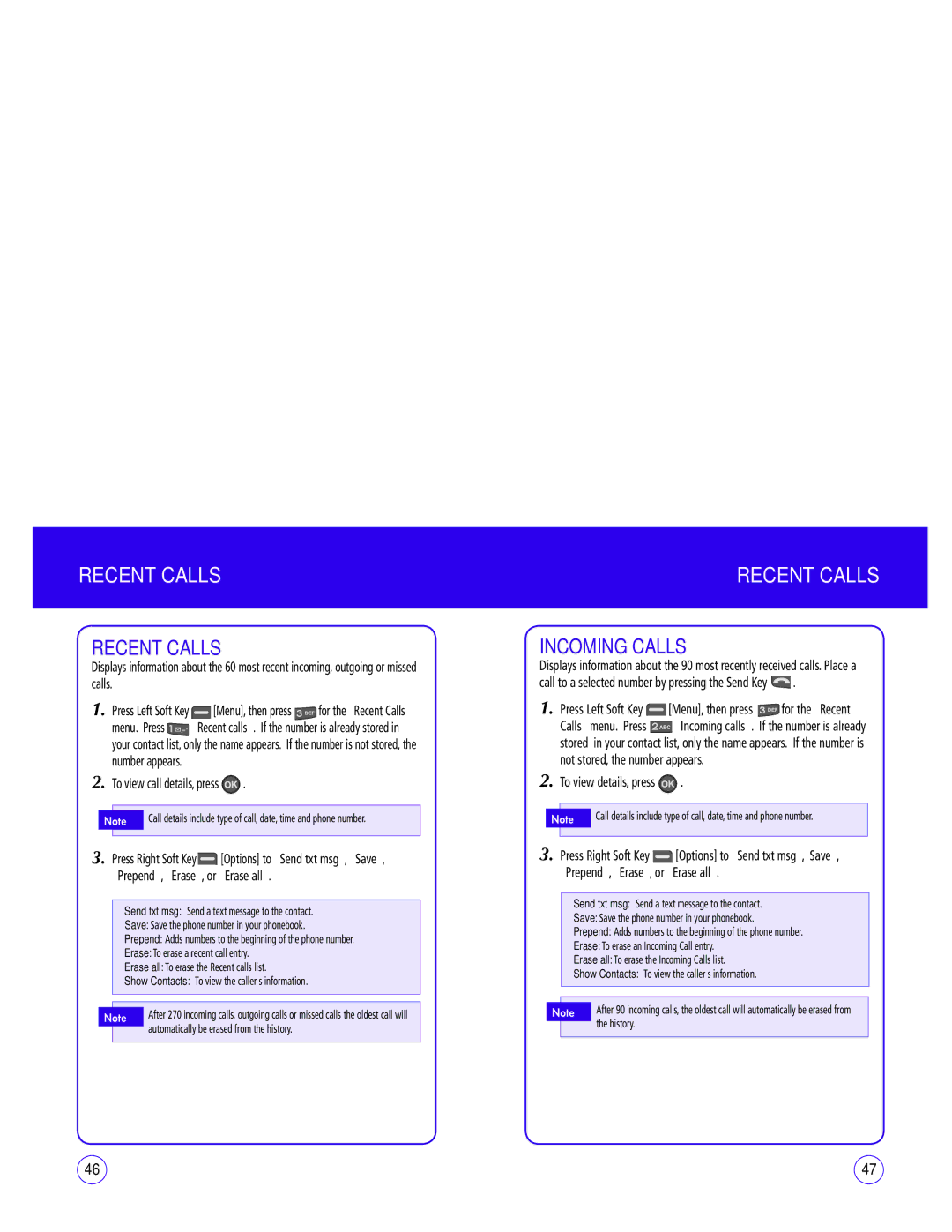 UTStarcom CDM1450 manual Recent Calls, Incoming Calls 