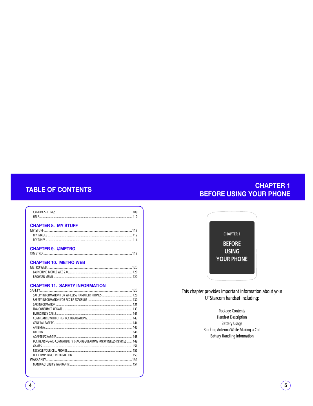 UTStarcom CDM1450 manual Before Using Your Phone, Safety Information 