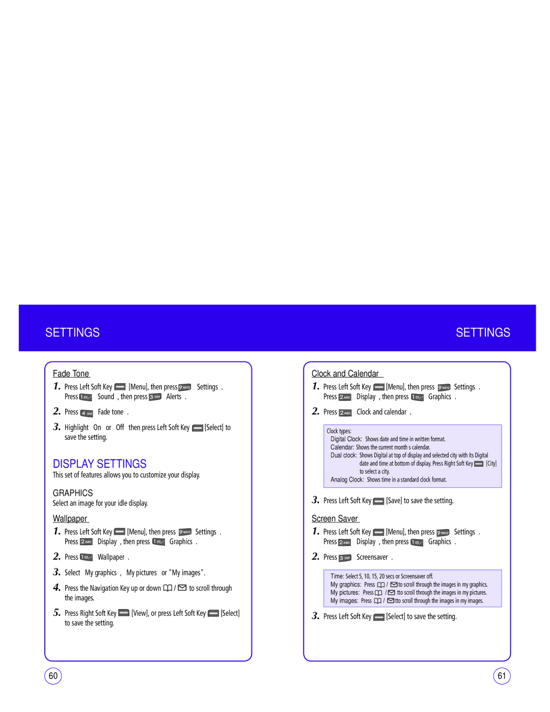 UTStarcom CDM1450 manual Display Settings, Graphics 