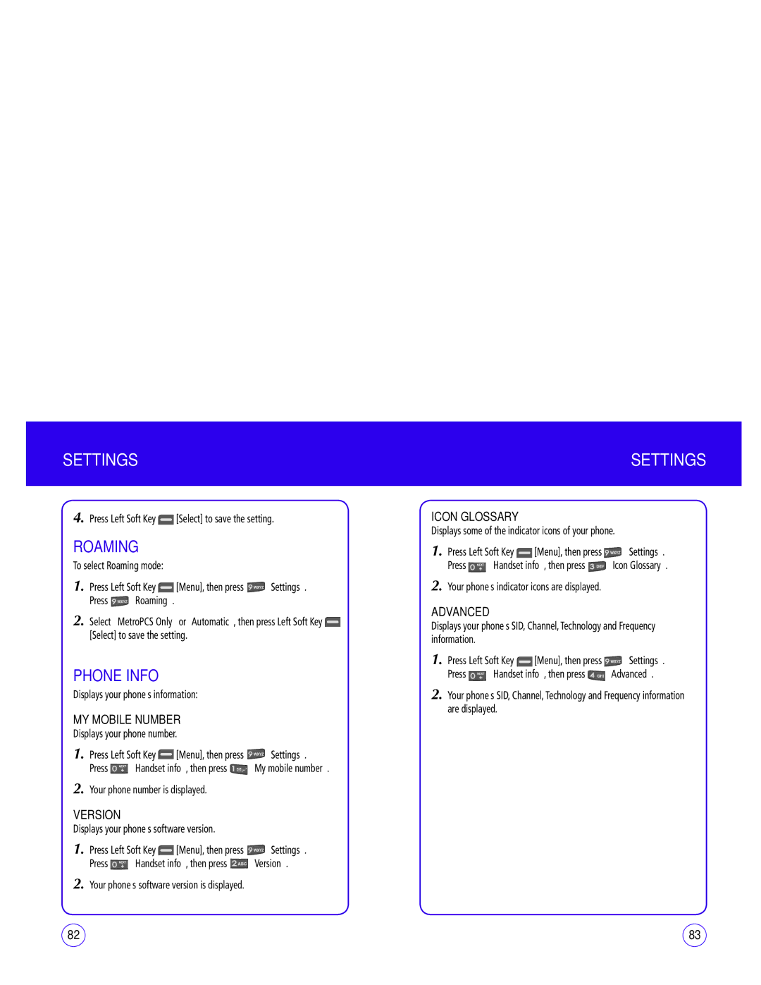 UTStarcom CDM1450 manual Roaming, Phone Info 