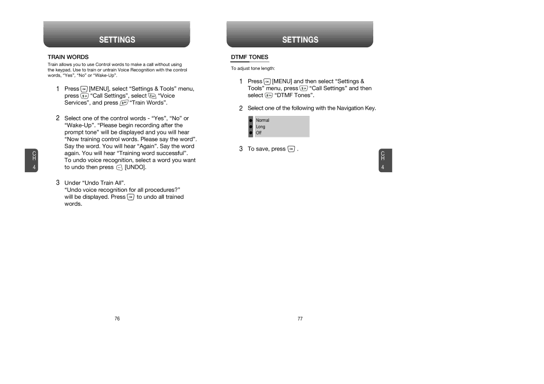 UTStarcom CDM8945 manual Train Words, Dtmf Tones 