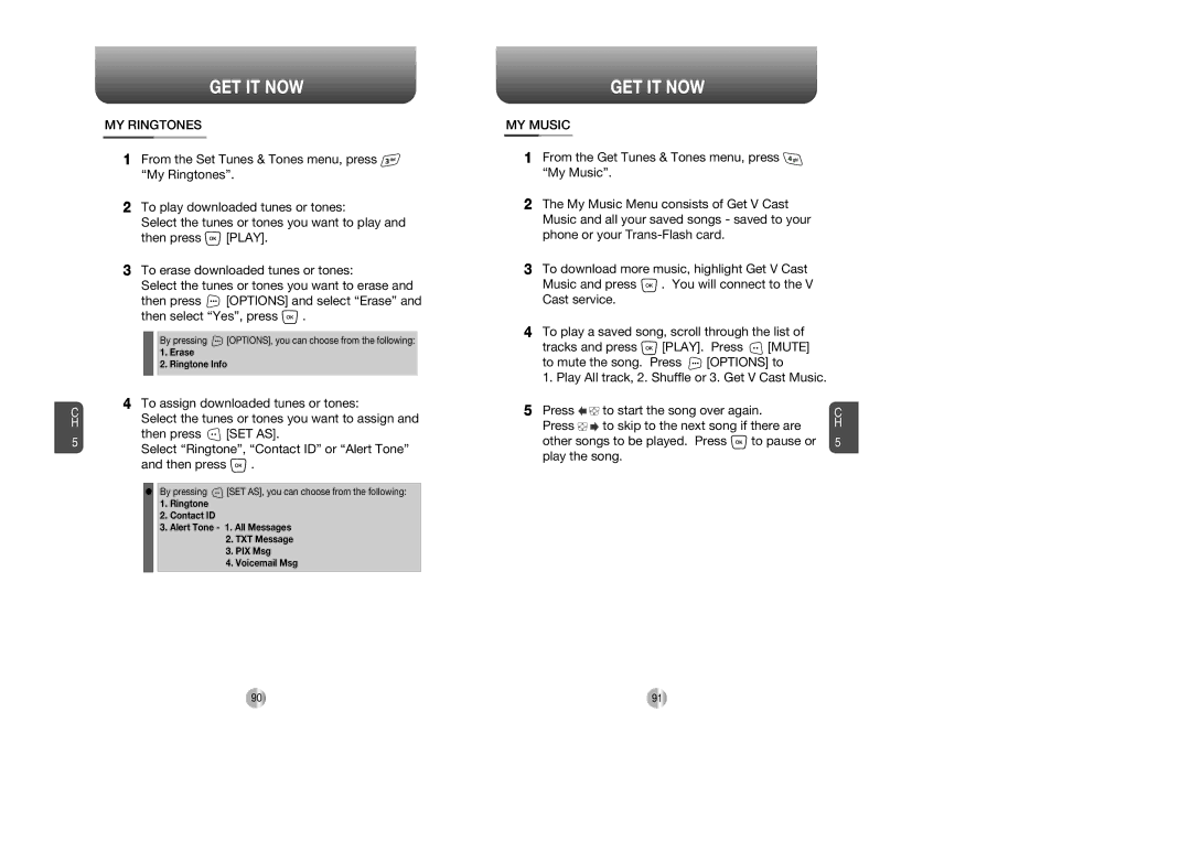 UTStarcom CDM8945 MY Ringtones, To assign downloaded tunes or tones, Set As, Select Ringtone, Contact ID or Alert Tone 