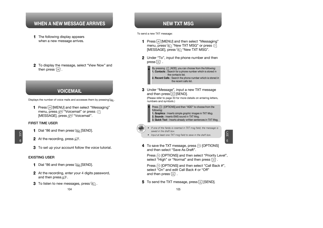 UTStarcom CDM8945 manual When a NEW Message Arrives, Voicemail, New Txt Msg, First Time User, Existing User 