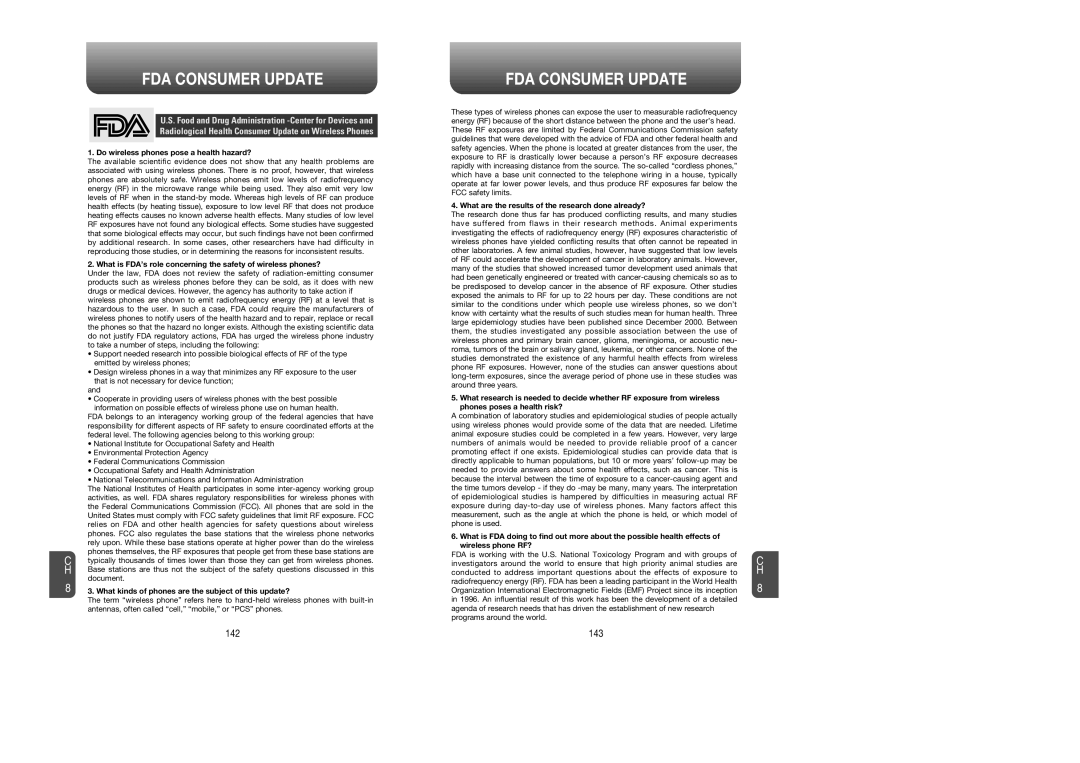 UTStarcom CDM8945 manual FDA Consumer Update, Do wireless phones pose a health hazard? 