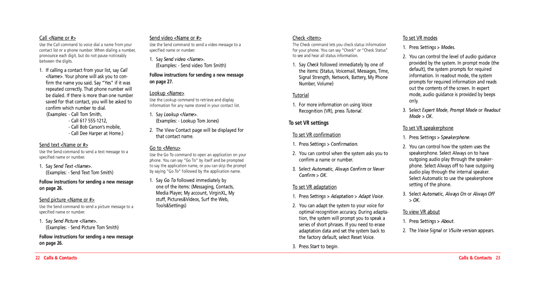 UTStarcom CDM8964VM manual To set VR settings 