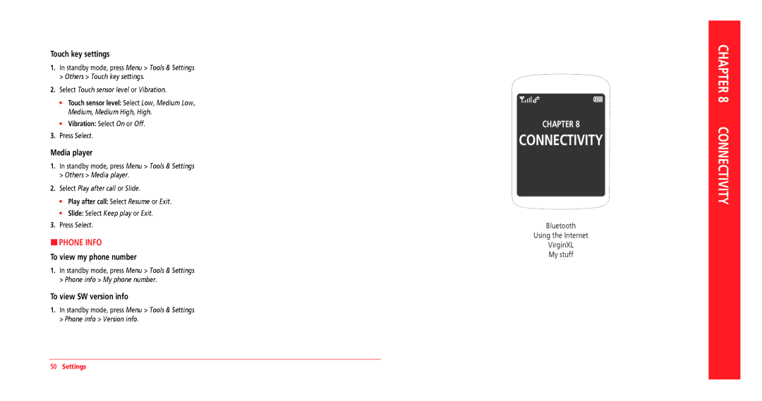 UTStarcom CDM8964VM manual Connectivity, Phone Info 