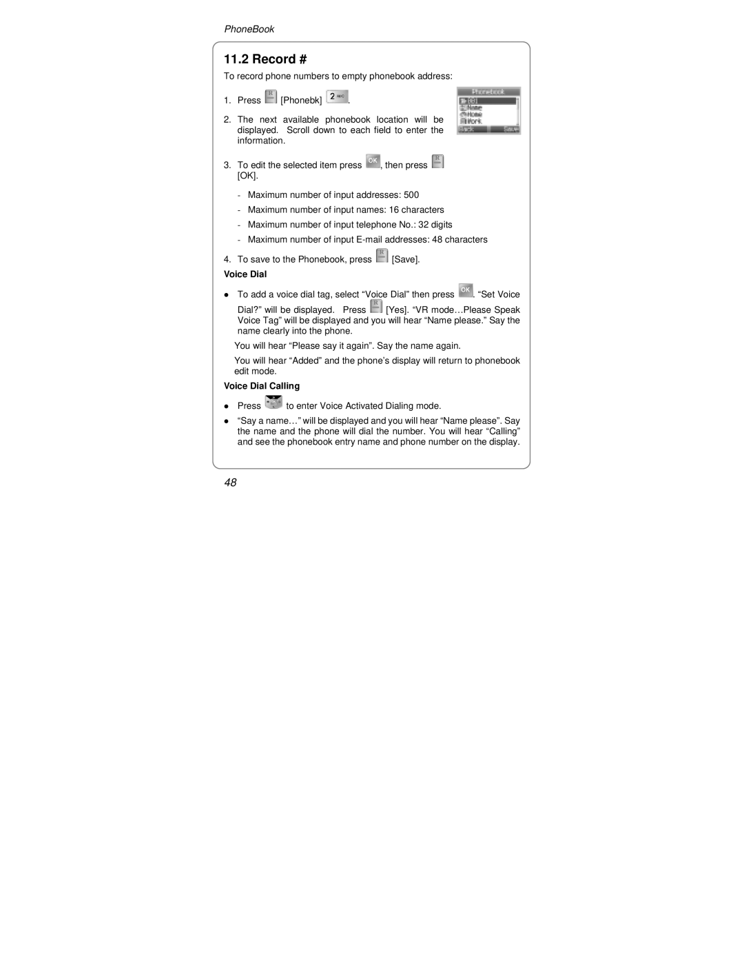 UTStarcom Handset warranty Record #, Voice Dial Calling 