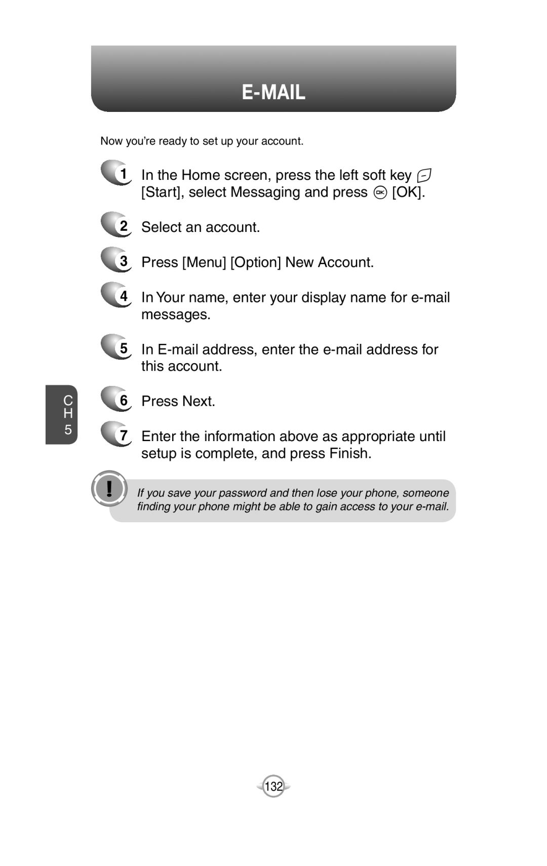 UTStarcom PN-820 user manual E-Mail, 2Select an account 3Press Menu Option New Account 