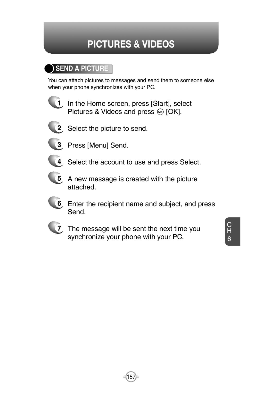 UTStarcom PN-820 user manual Send A Picture, Pictures & Videos 