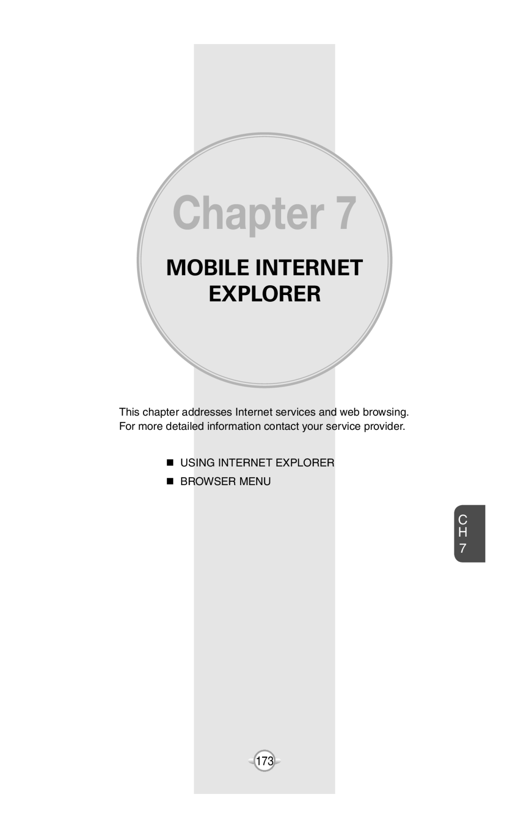 UTStarcom PN-820 user manual Mobile Internet Explorer, Chapter, Using Internet Explorer Browser Menu 