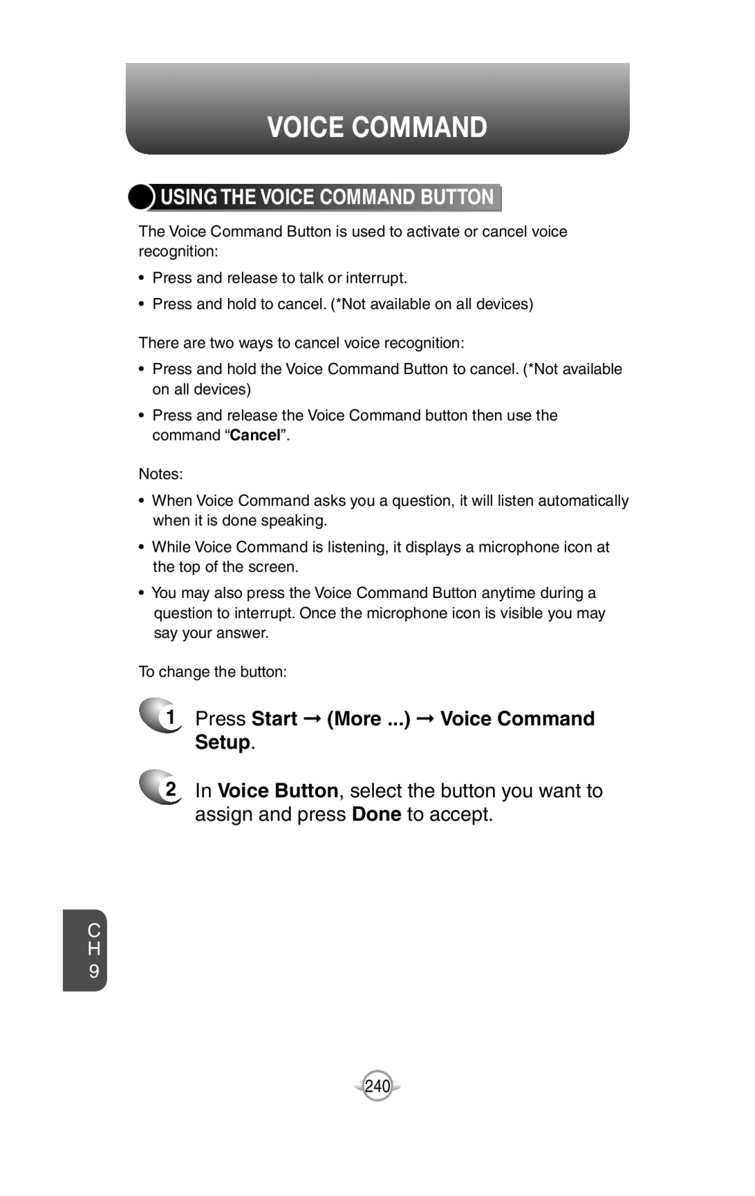UTStarcom PN-820 user manual Using The Voice Command Button 