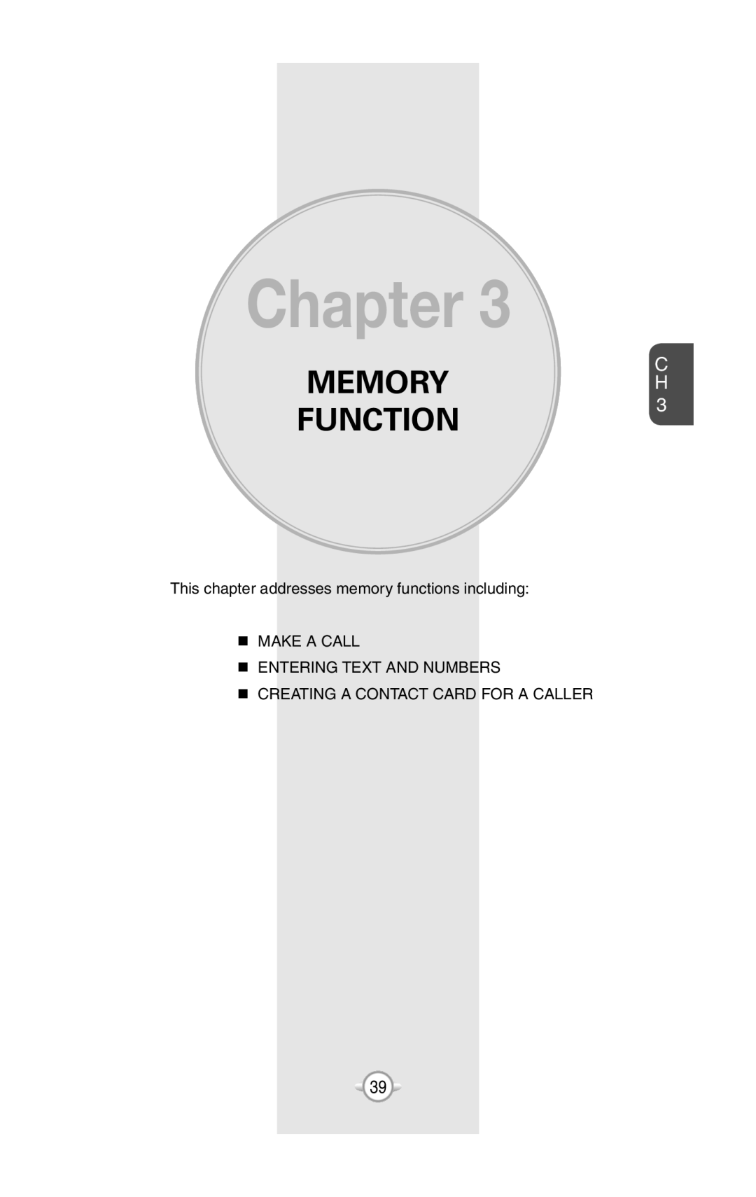 UTStarcom PN-820 user manual Memory Function, Chapter, This chapter addresses memory functions including 