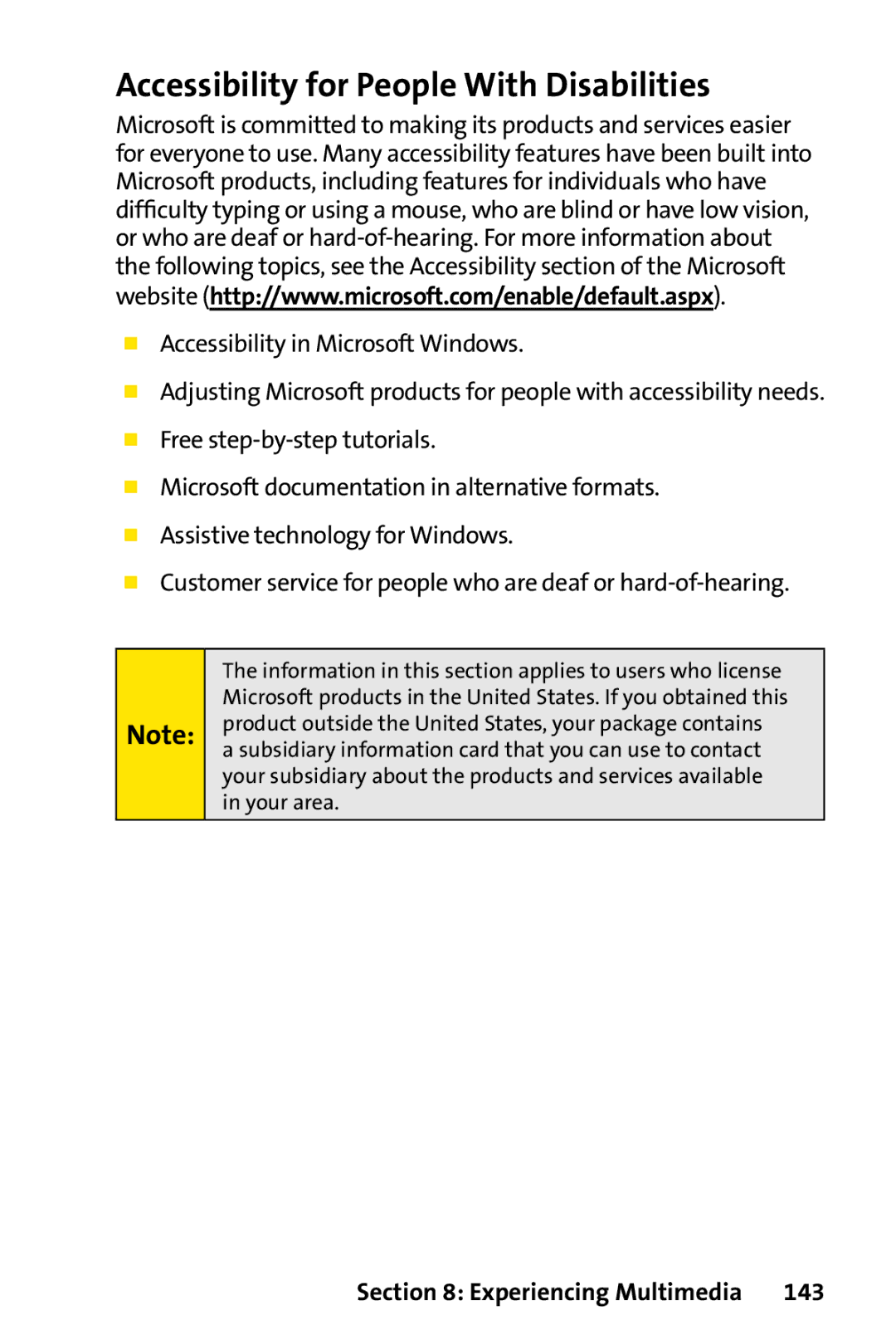 UTStarcom PPC-6700 manual Accessibility for People With Disabilities, 143 