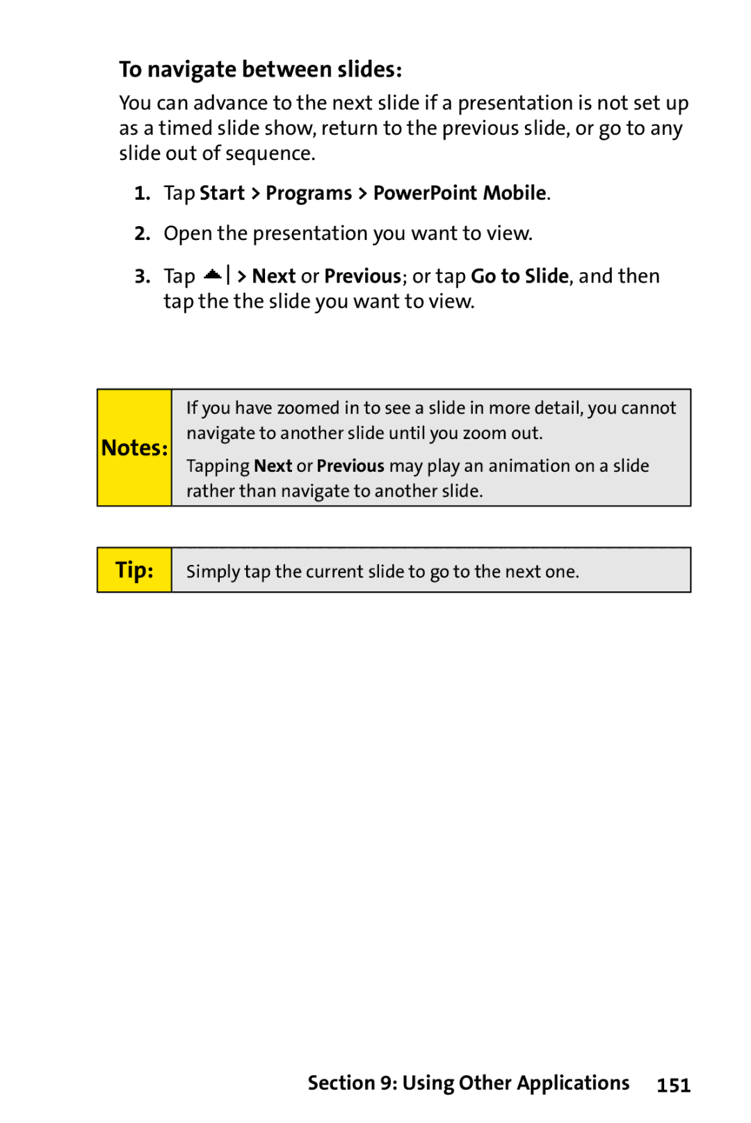 UTStarcom PPC-6700 manual To navigate between slides, Open the presentation you want to view 