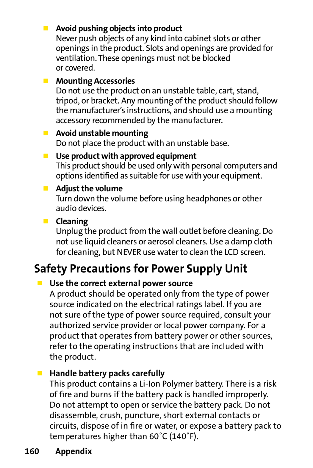 UTStarcom PPC-6700 manual Safety Precautions for Power Supply Unit 