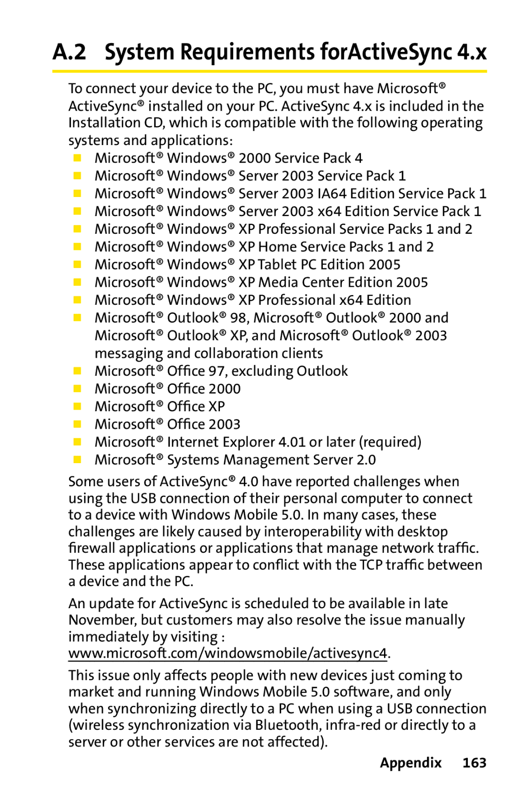 UTStarcom PPC-6700 manual System Requirements forActiveSync 