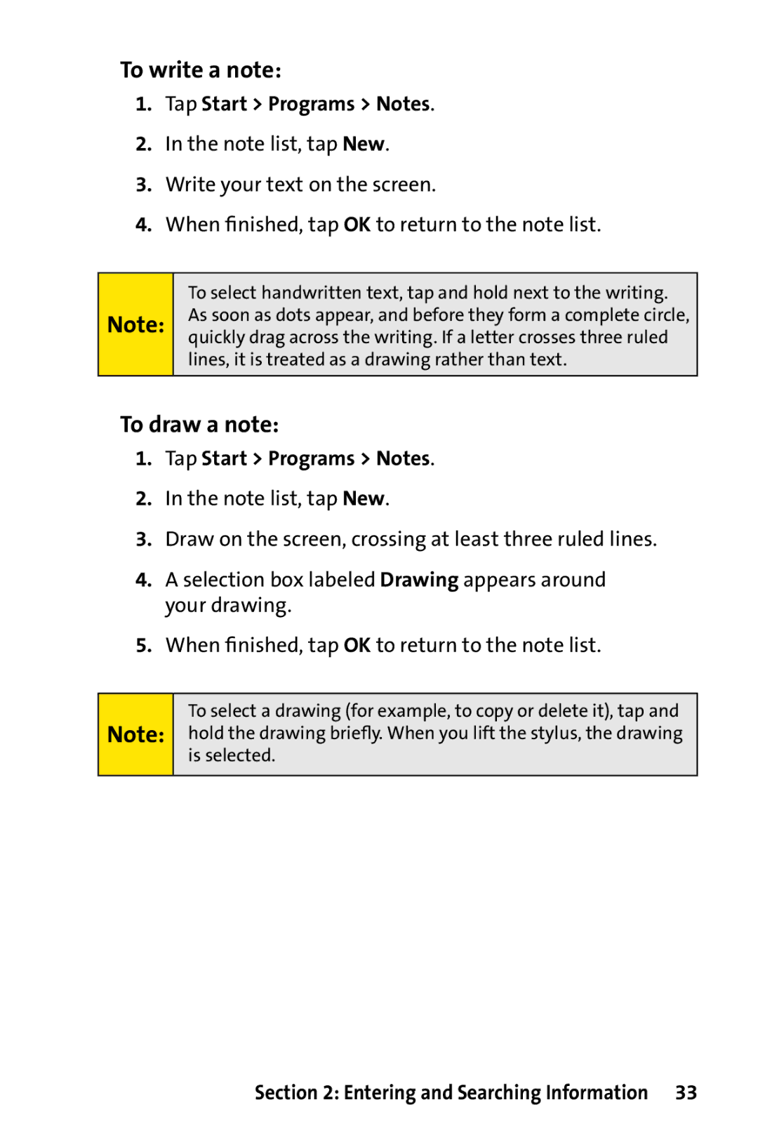 UTStarcom PPC-6700 manual To write a note, To draw a note 