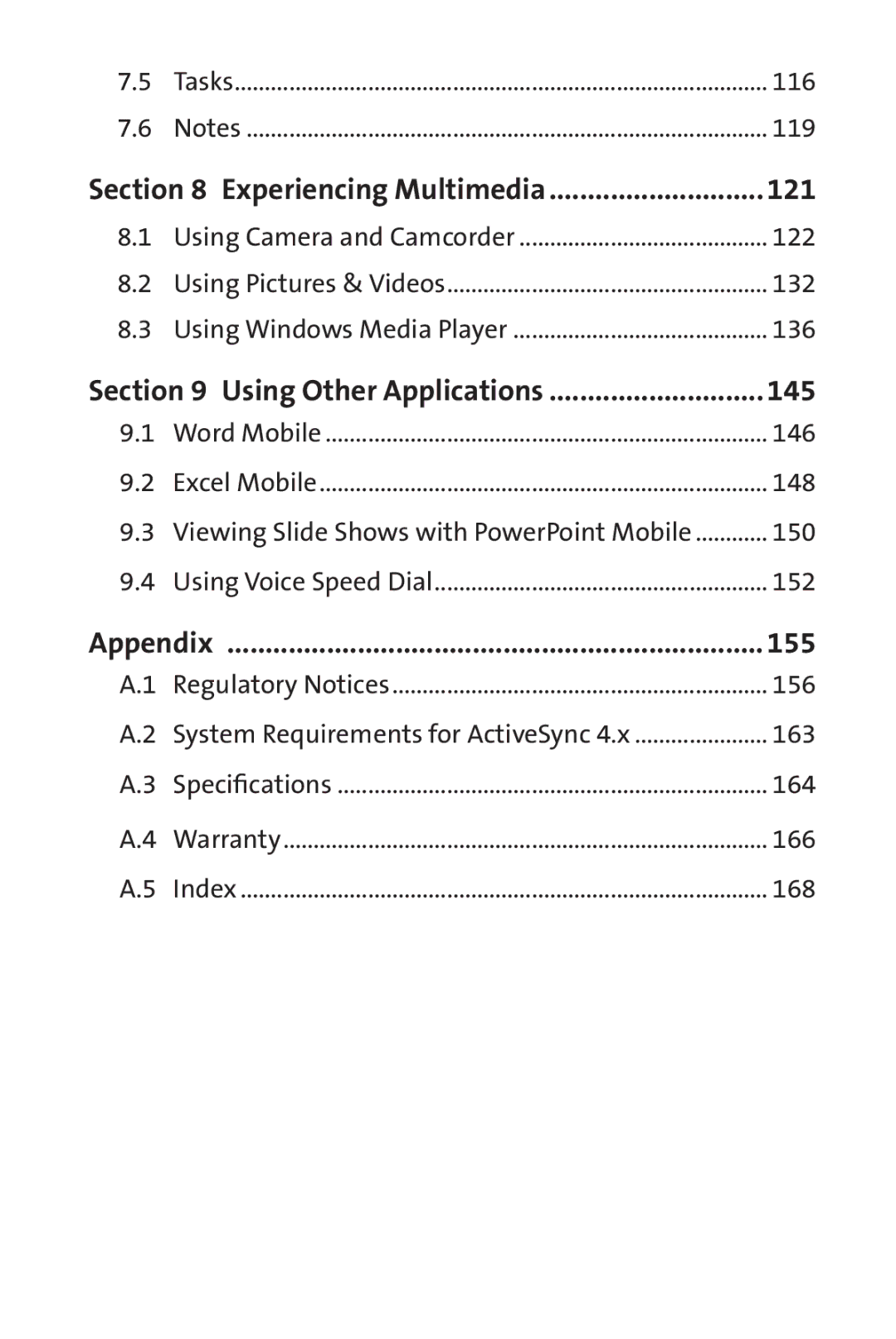 UTStarcom PPC-6700 manual Experiencing Multimedia, Using Other Applications, Appendix 