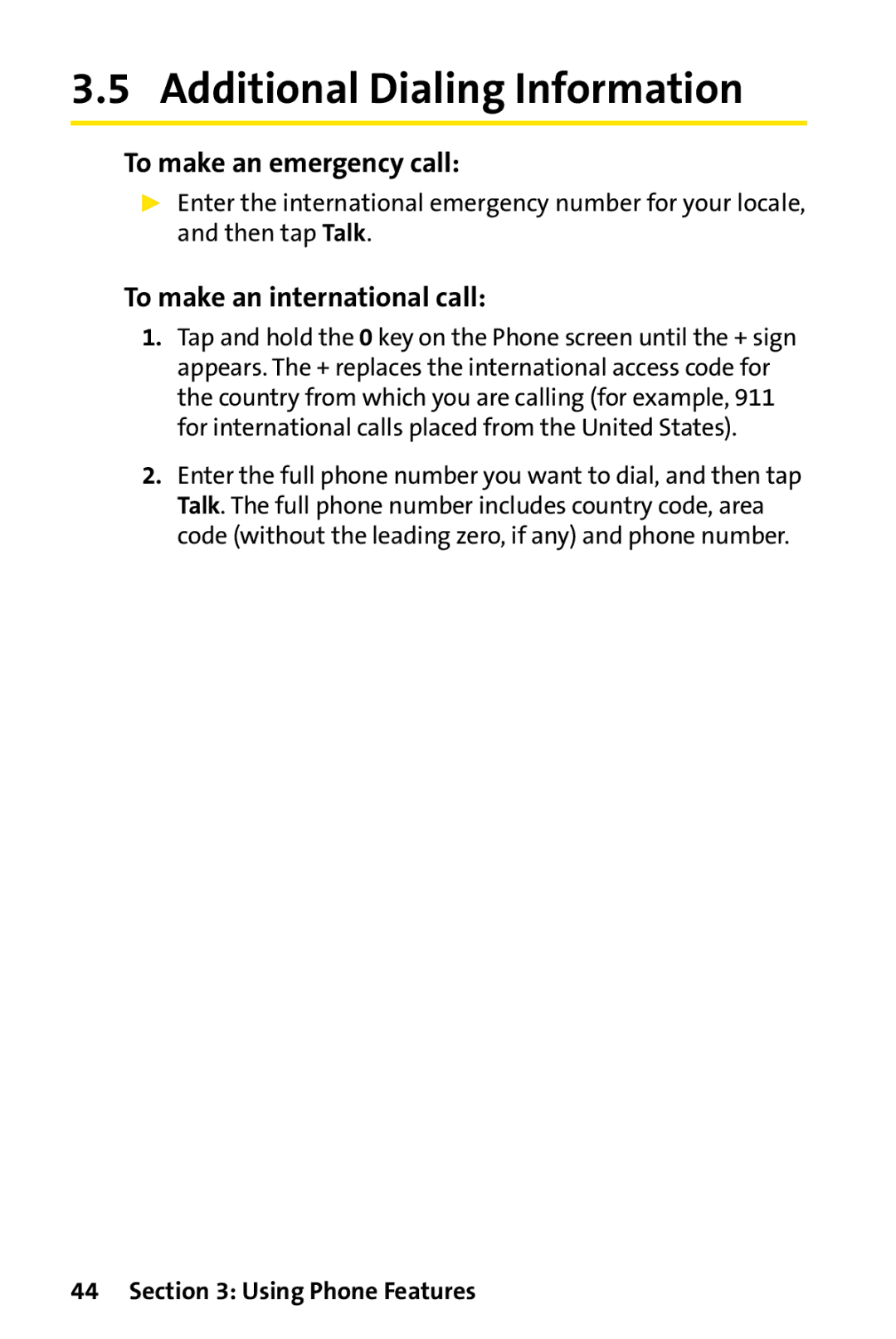 UTStarcom PPC-6700 manual To make an emergency call, To make an international call 