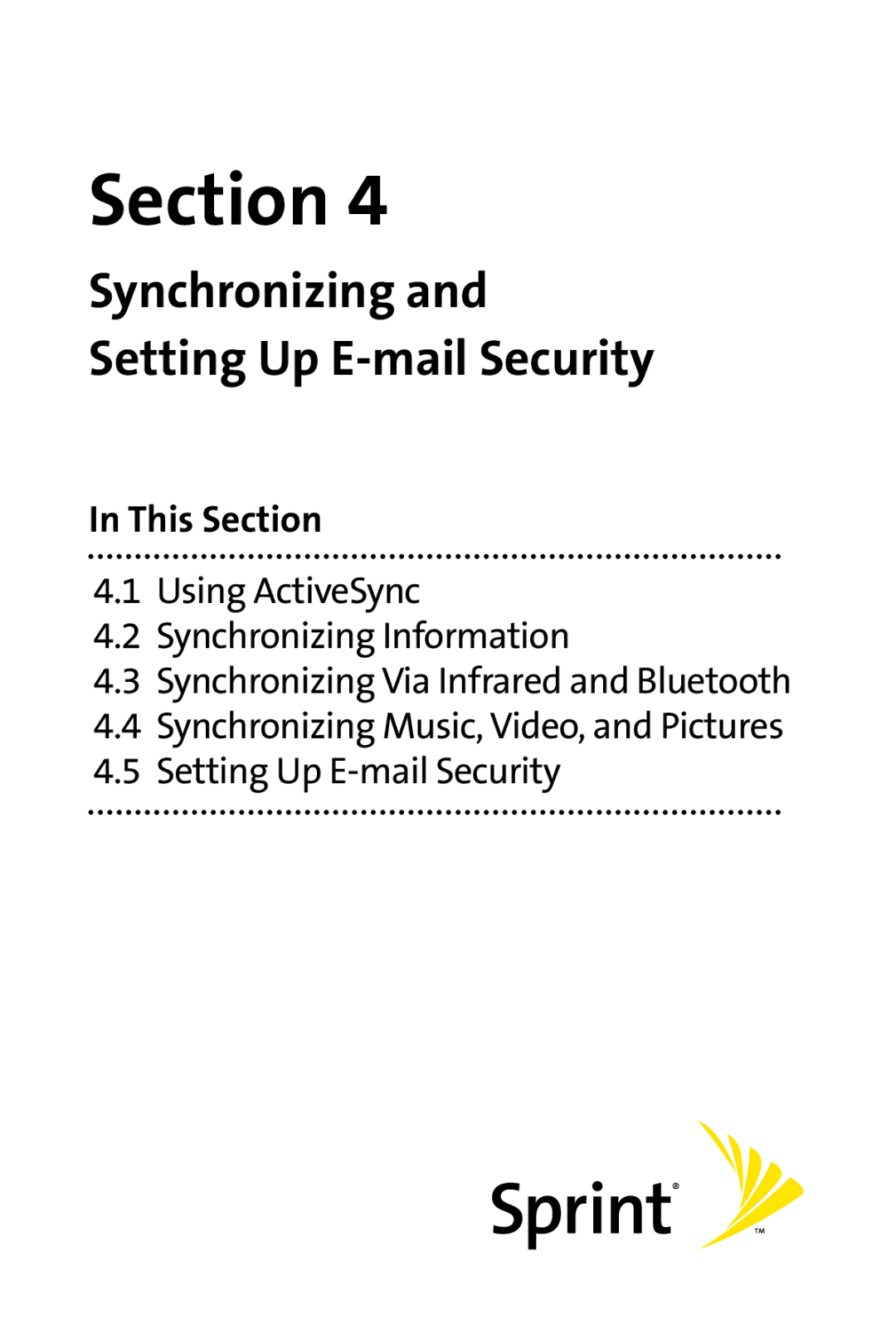 UTStarcom PPC-6700 manual Synchronizing and Setting Up E-mail Security 