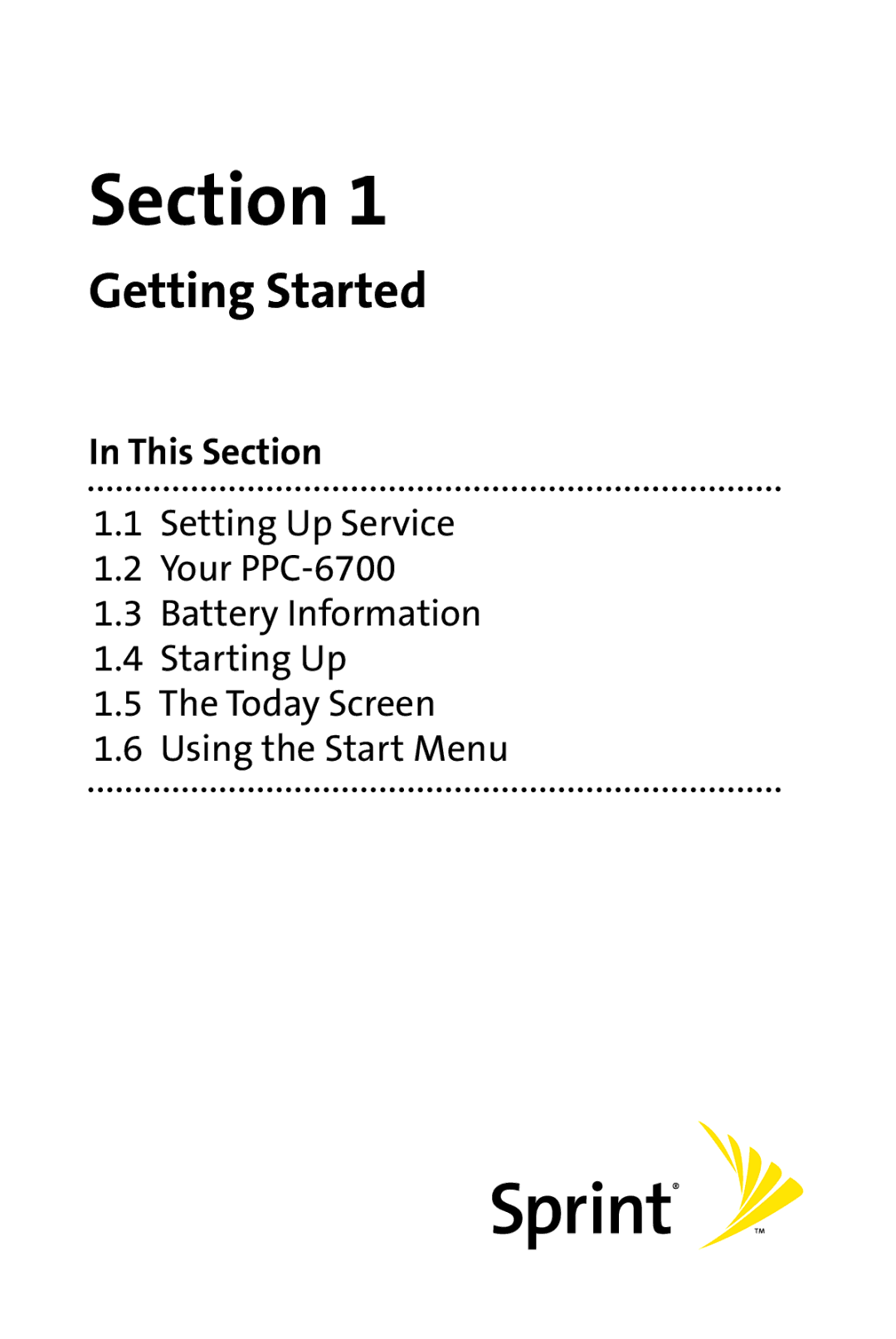 UTStarcom PPC-6700 manual Section 