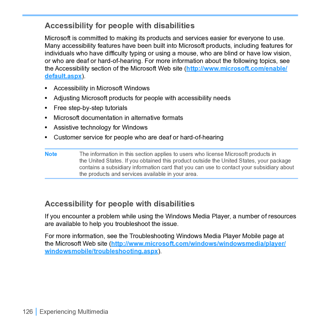 UTStarcom PPC 6700 manual Accessibility for people with disabilities 