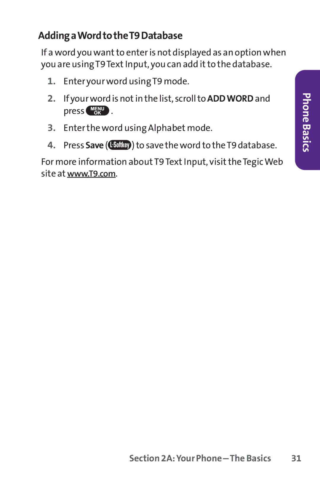 UTStarcom PPLS-7075 manual AddingaWordtotheT9Database 