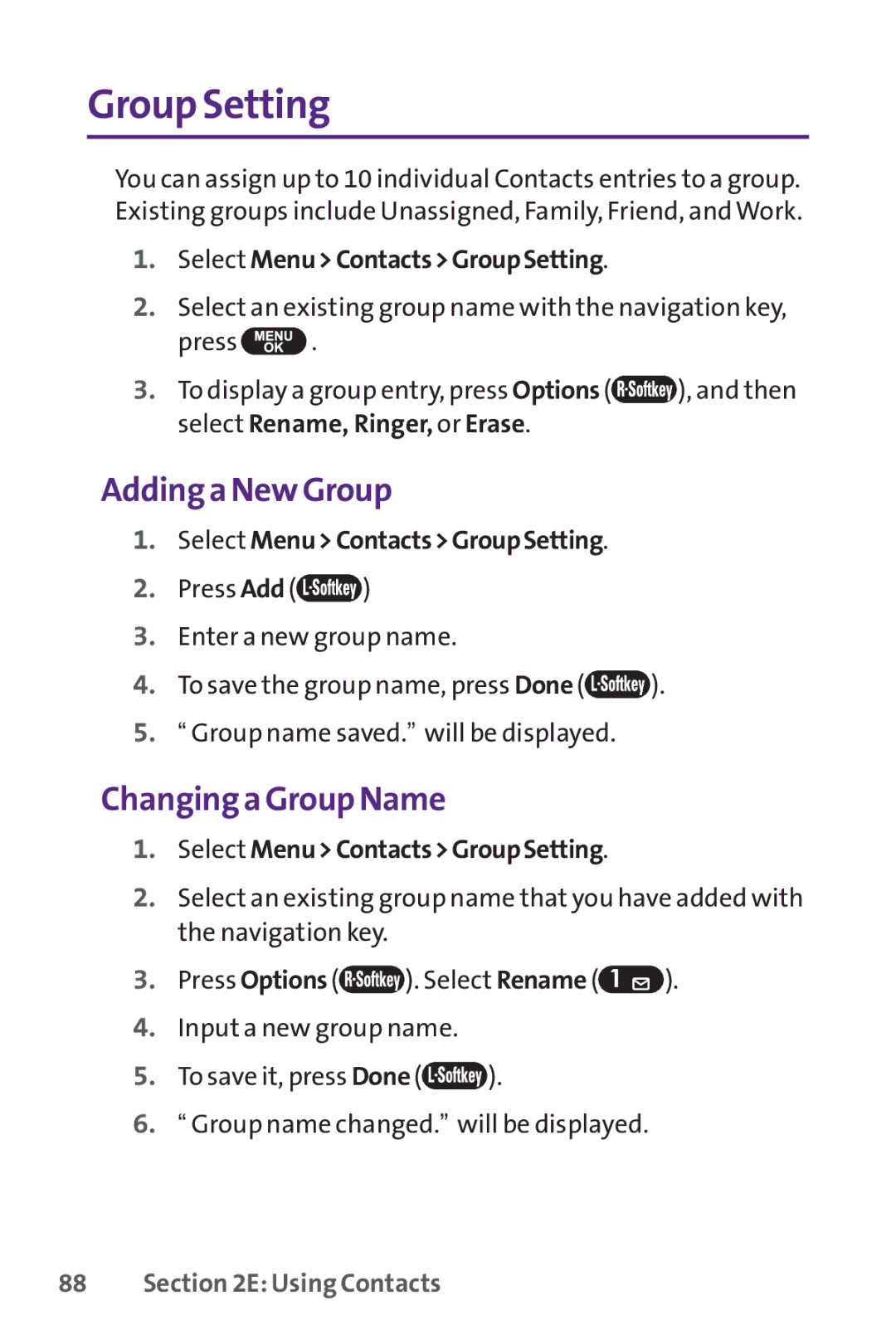 UTStarcom PPLS-7075 manual Group Setting, Adding a New Group, Changing a Group Name 