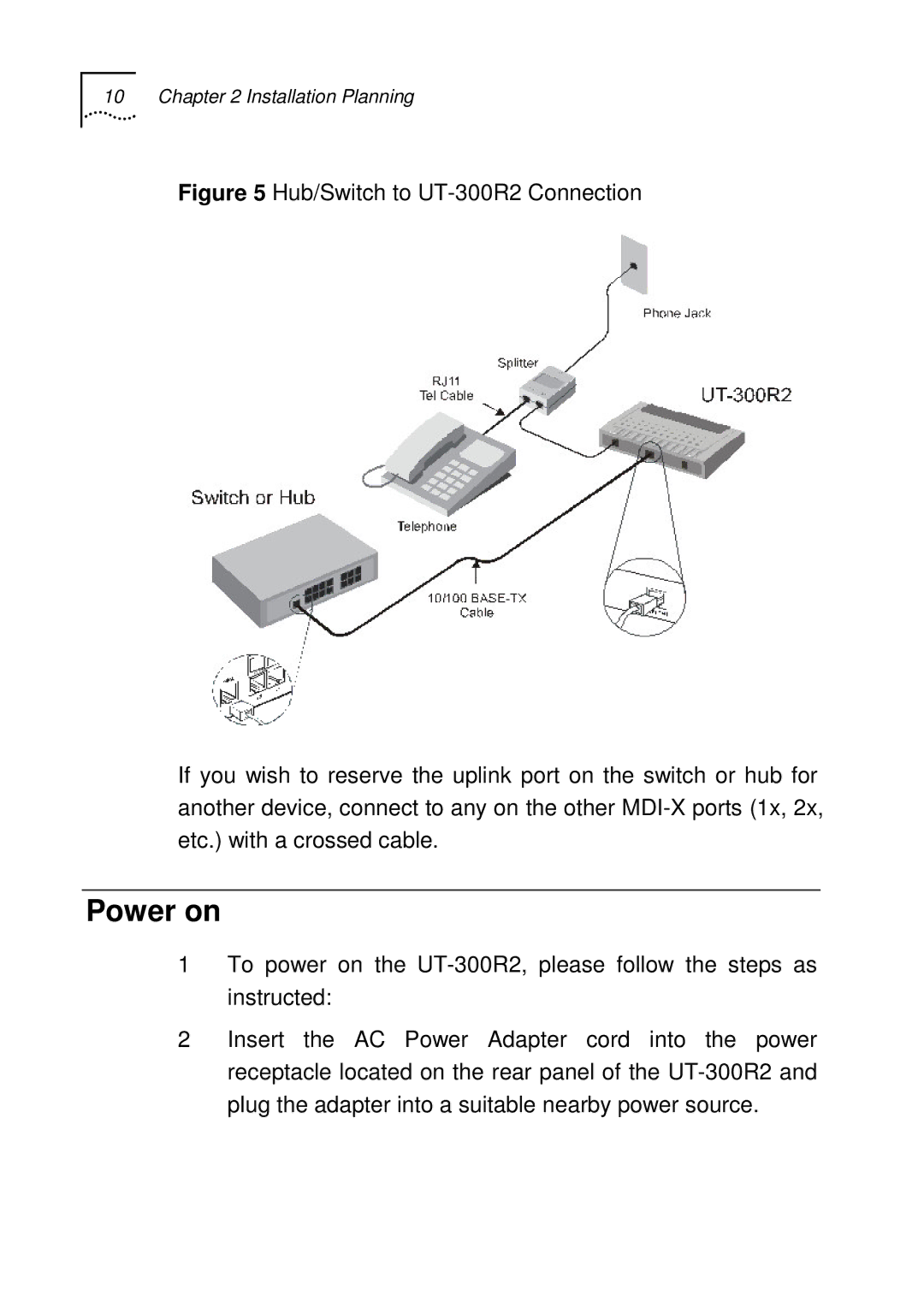 UTStarcom UT-300R2 manual Power on 