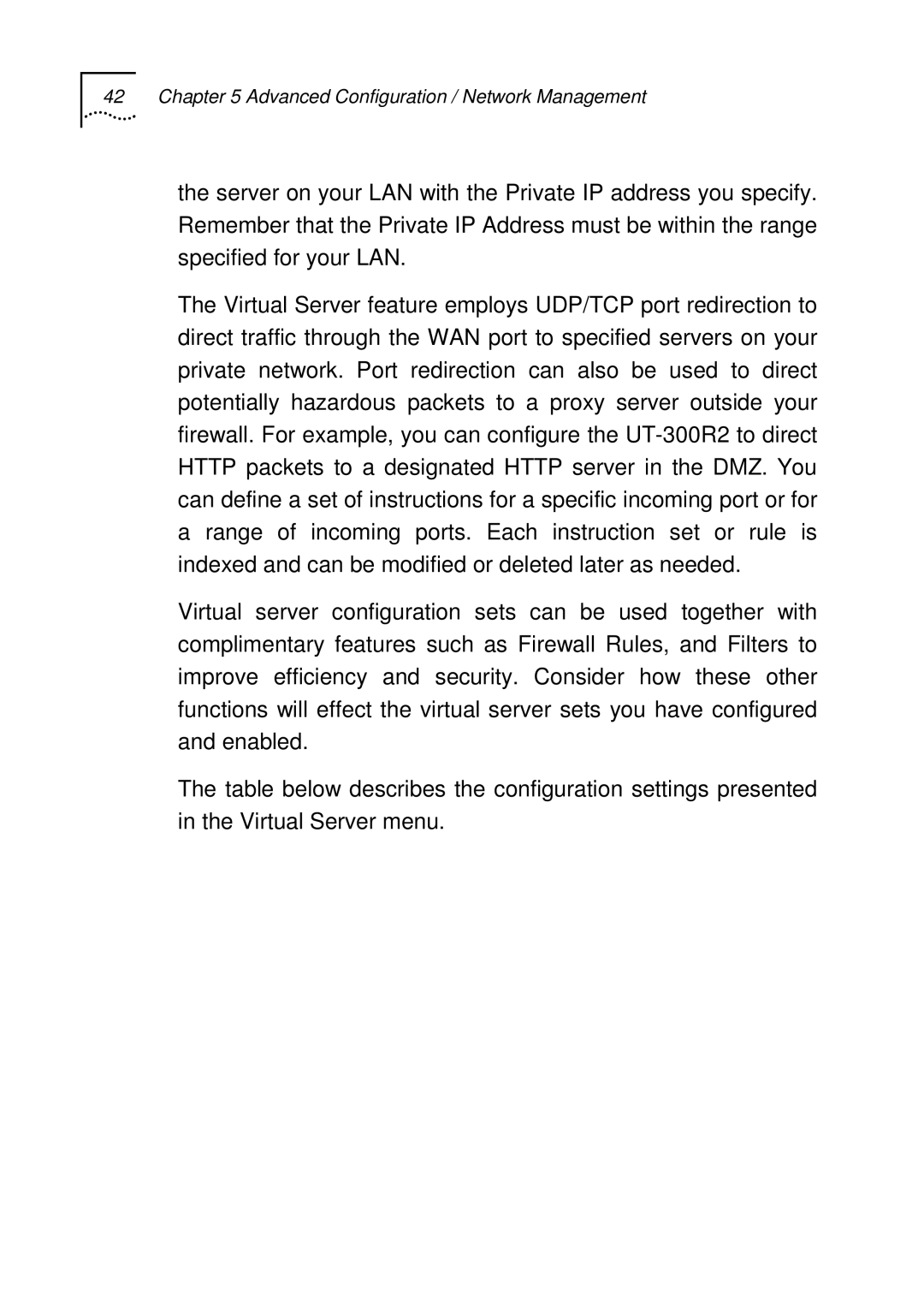 UTStarcom UT-300R2 manual Advanced Configuration / Network Management 