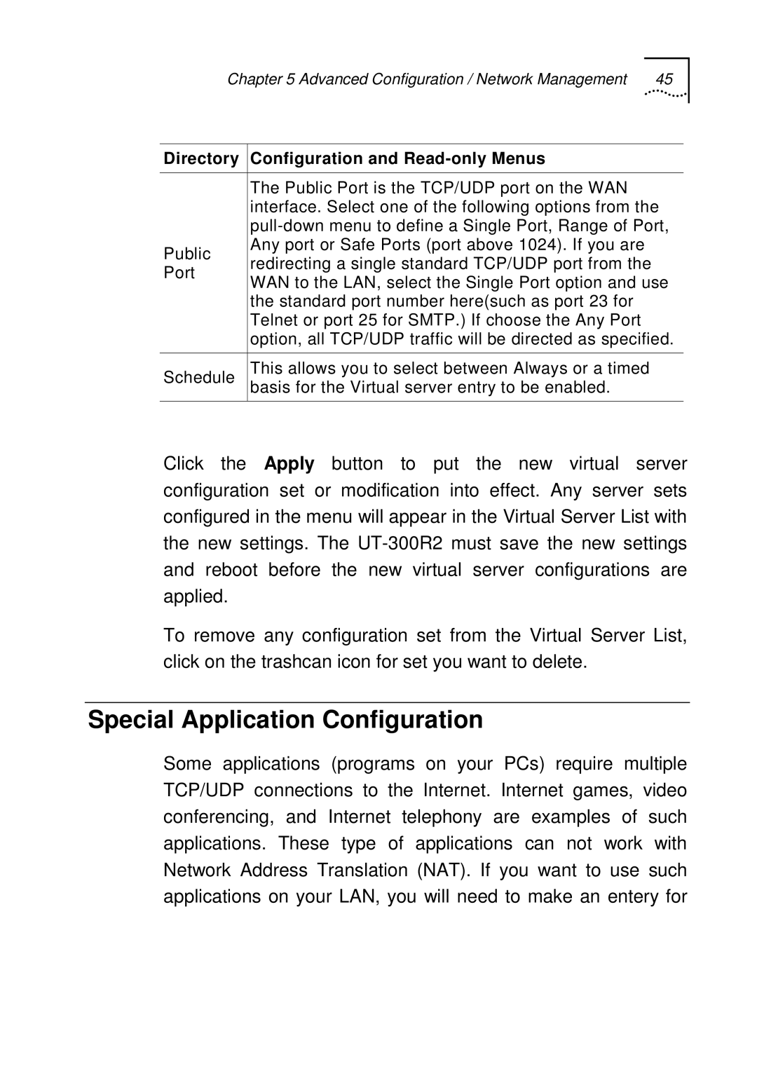 UTStarcom UT-300R2 manual Special Application Configuration 