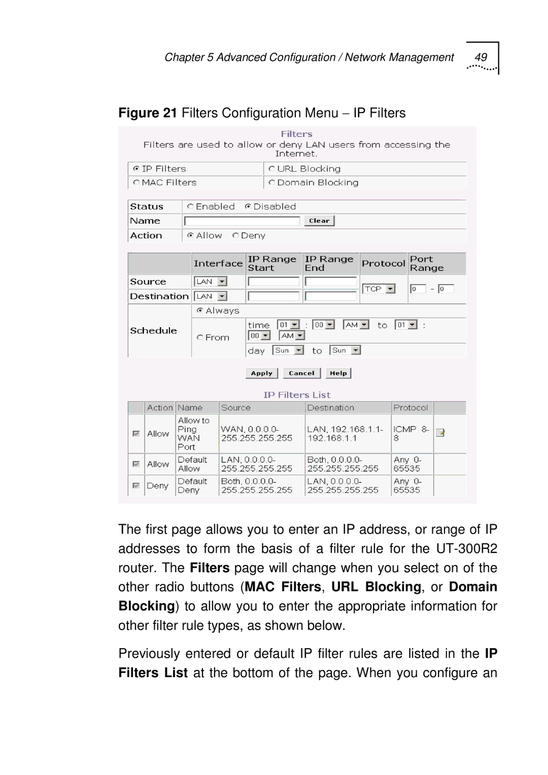 UTStarcom UT-300R2 manual Advanced Configuration / Network Management 