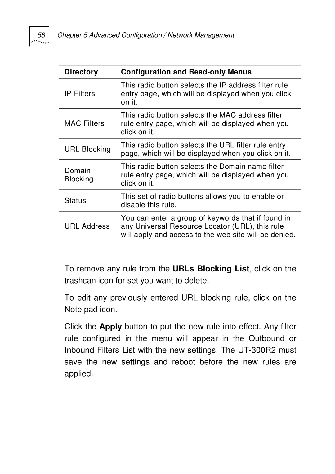 UTStarcom UT-300R2 manual Directory Configuration and Read-only Menus 