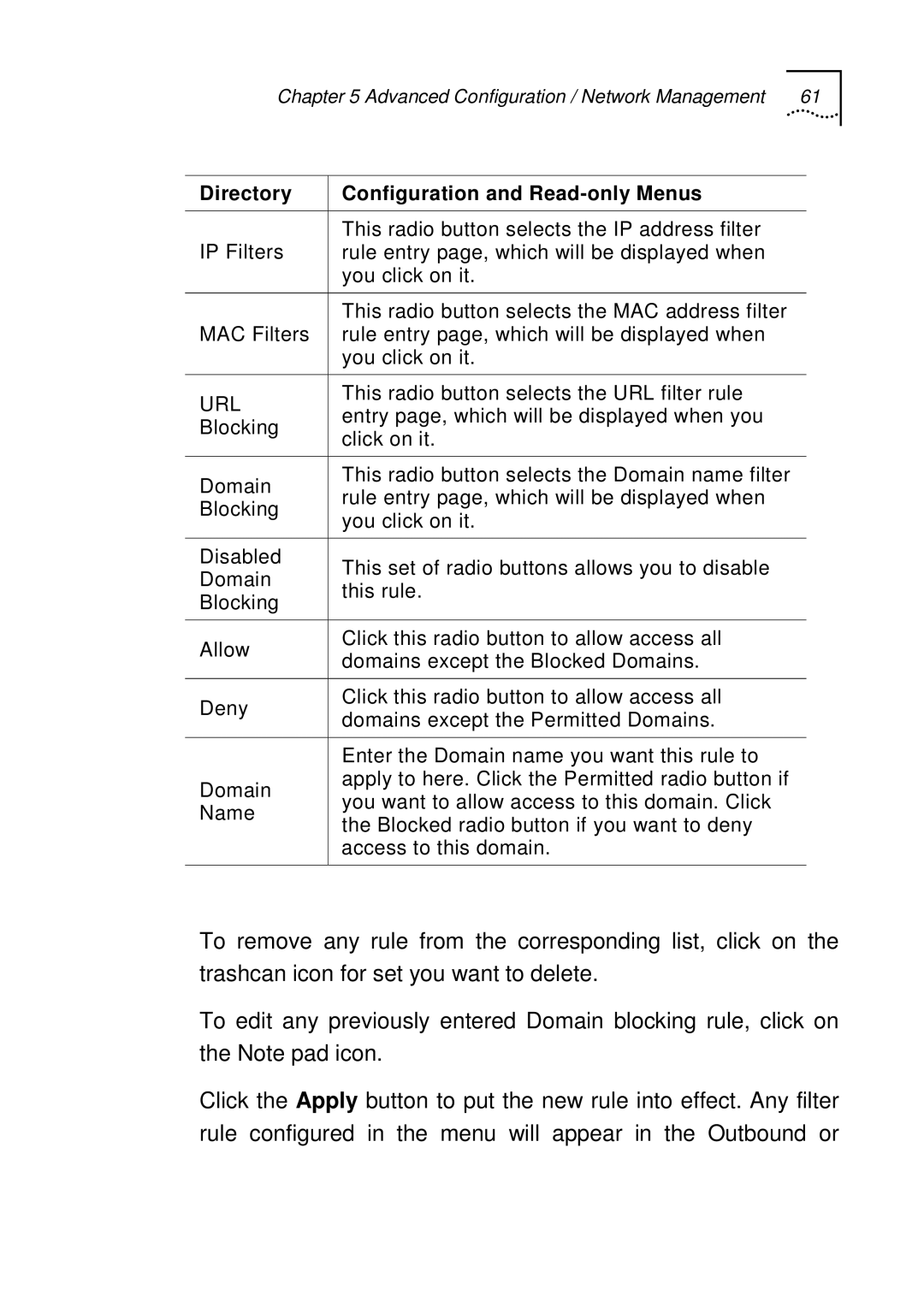 UTStarcom UT-300R2 manual This radio button selects the URL filter rule 