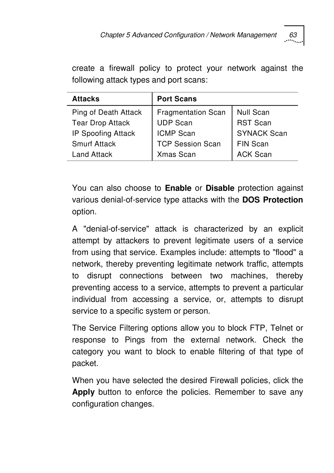 UTStarcom UT-300R2 manual Attacks Port Scans 