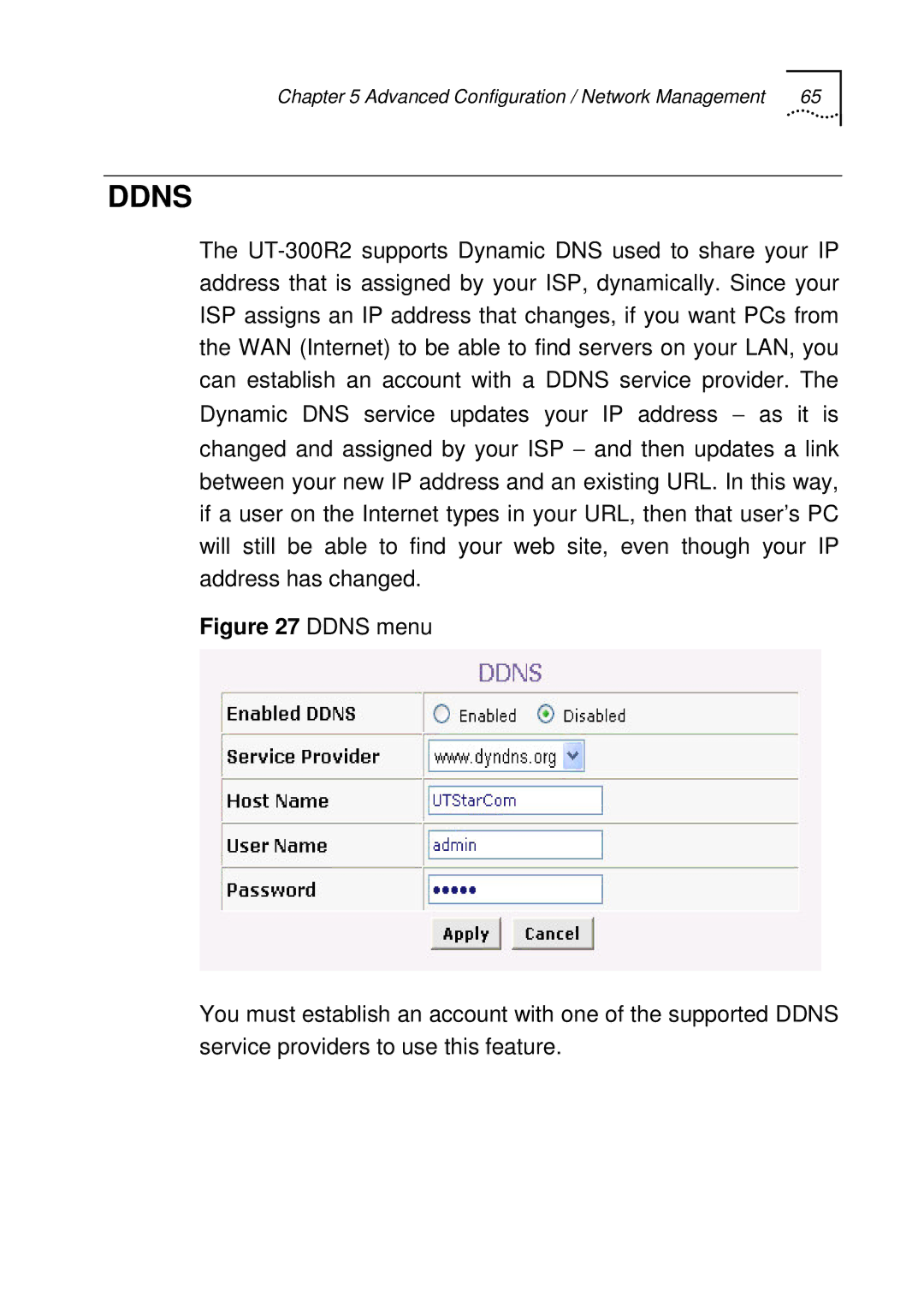 UTStarcom UT-300R2 manual Ddns 