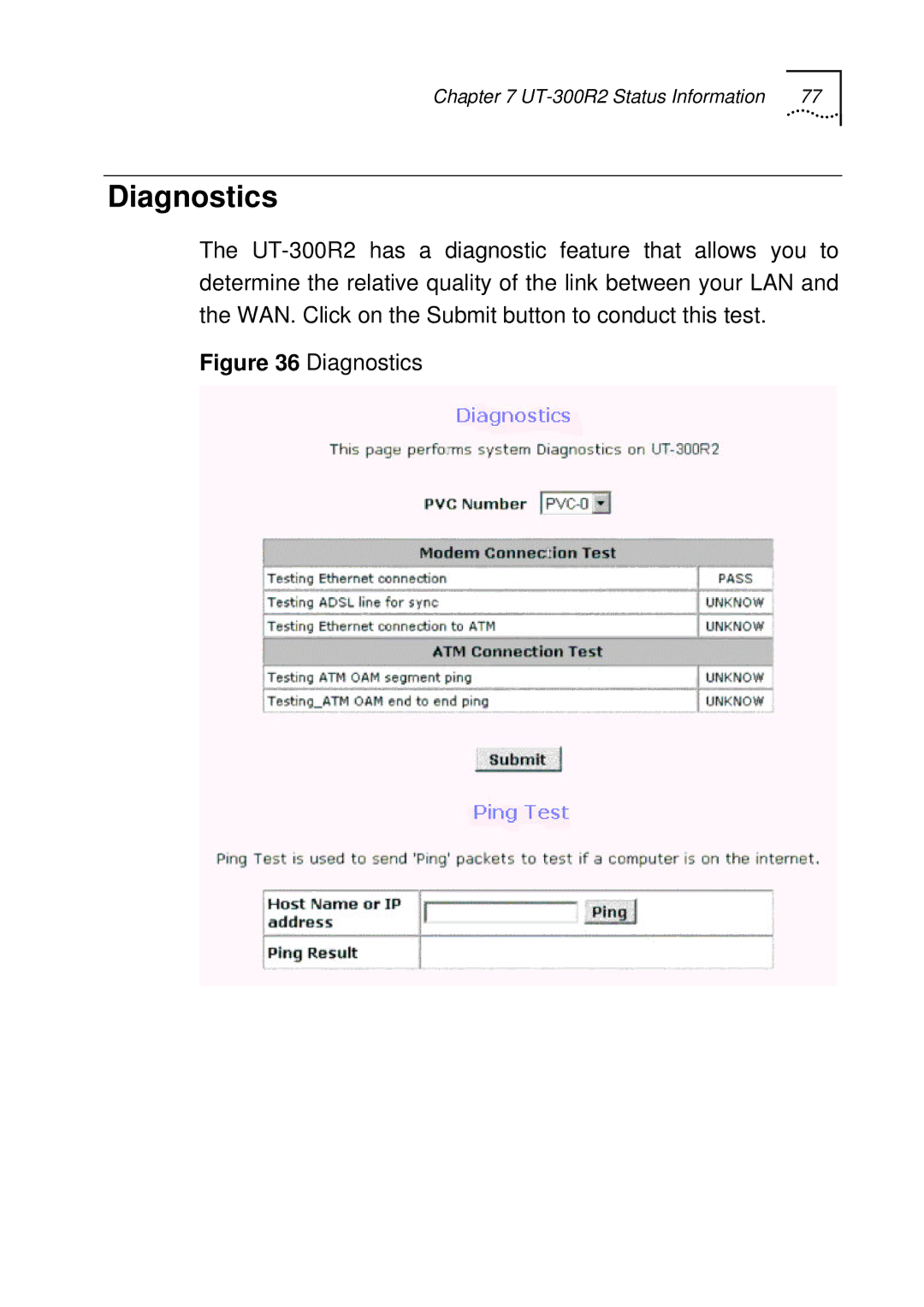 UTStarcom UT-300R2 manual Diagnostics 