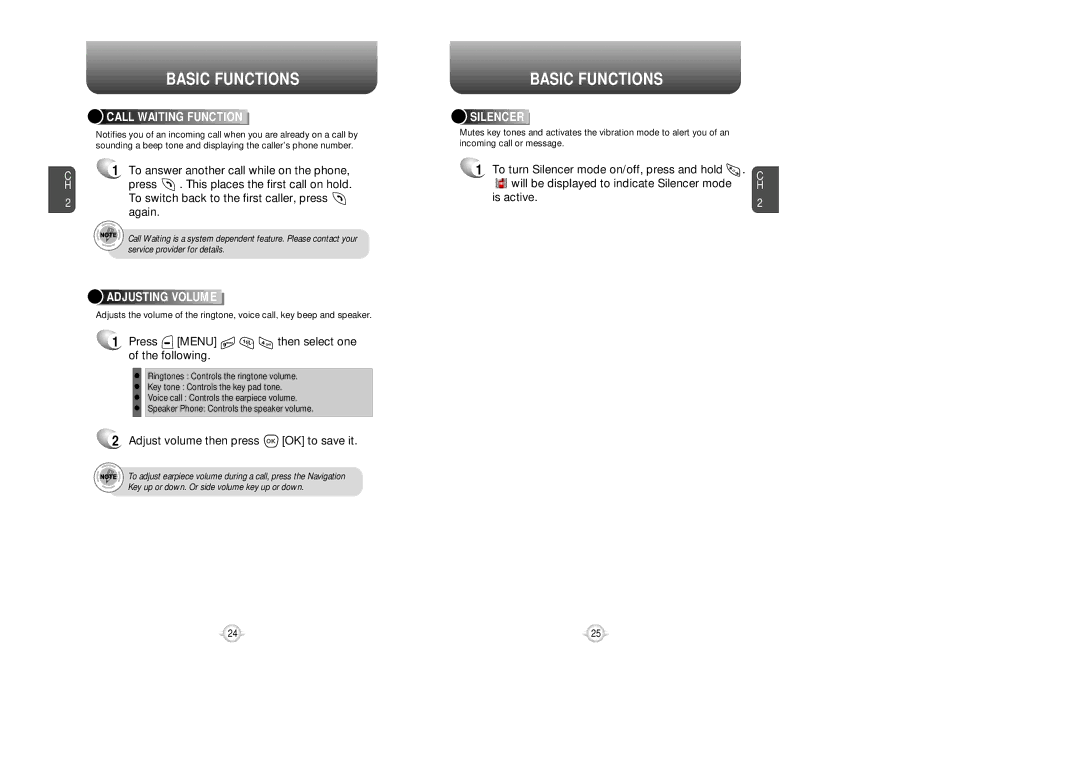 UTStarcom VM8915 Press Menu then select one of the following, Adjust volume then press OK to save it, Adjusting Volume 